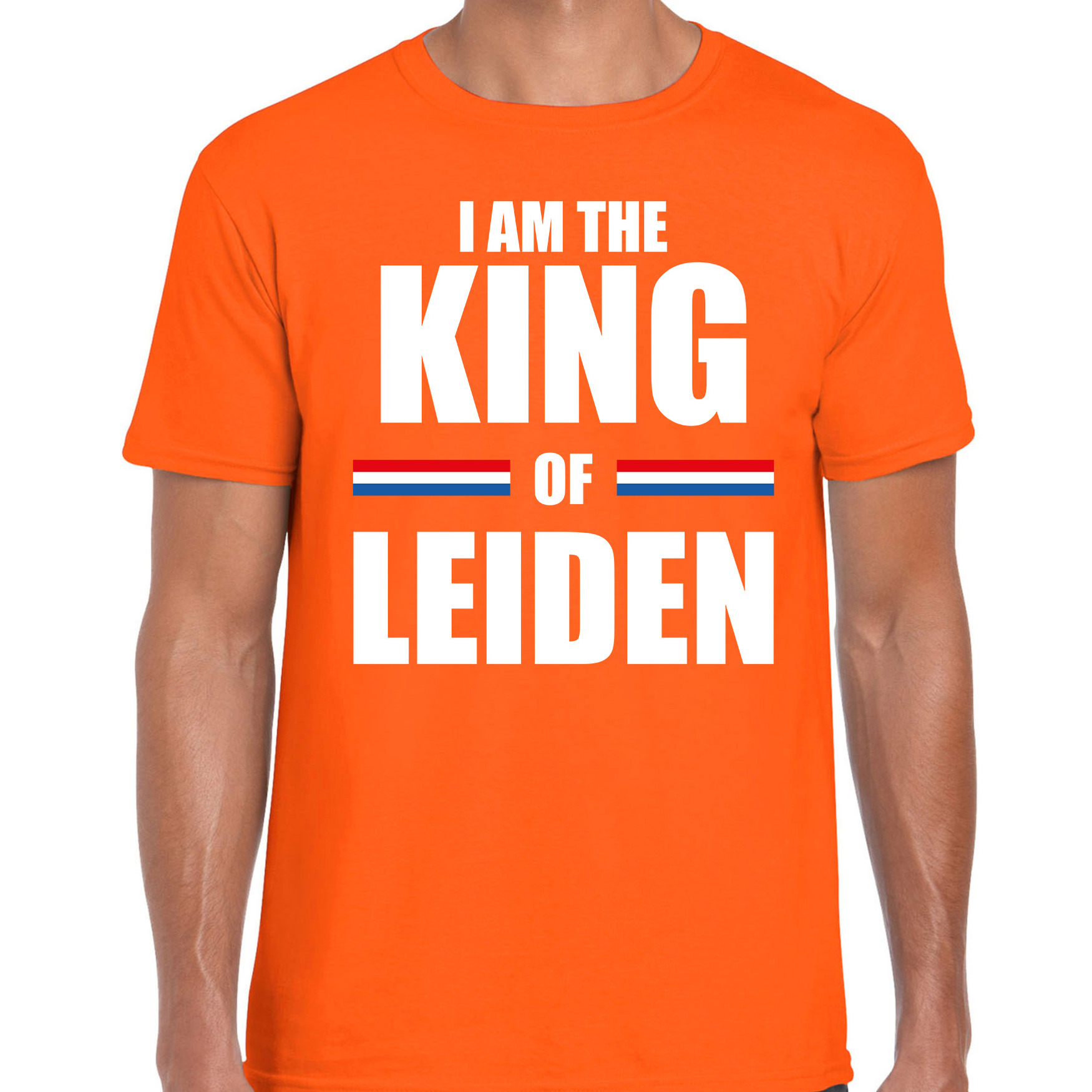 I am the King of Leiden Koningsdag t-shirt oranje voor heren