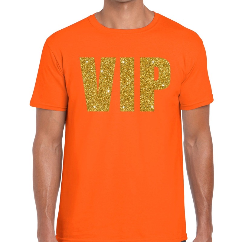 VIP glitter goud t-shirt oranje heren