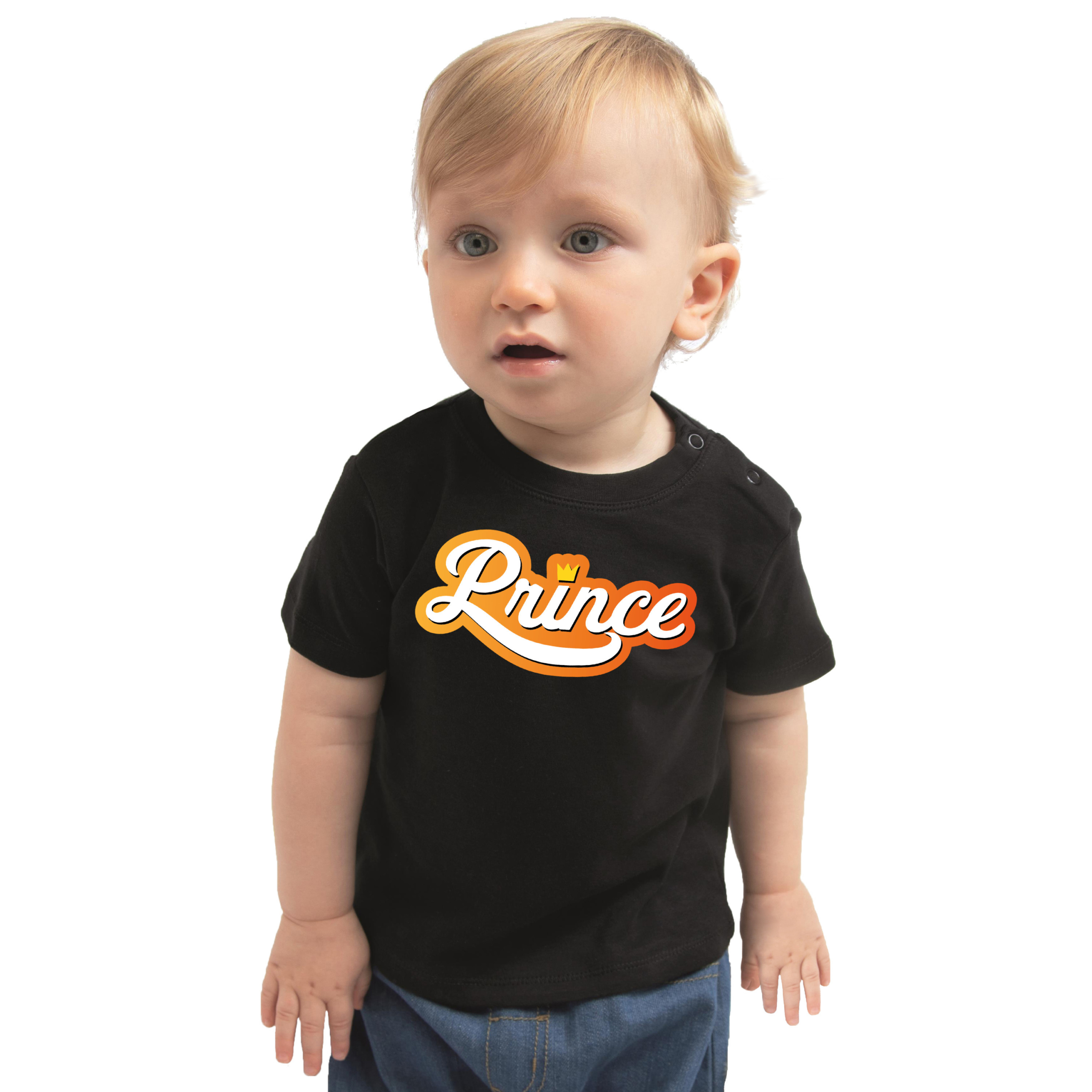 Prince Koningsdag t-shirt zwart voor babys