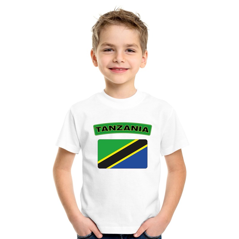 T-shirt met Tanzaniaanse vlag wit kinderen