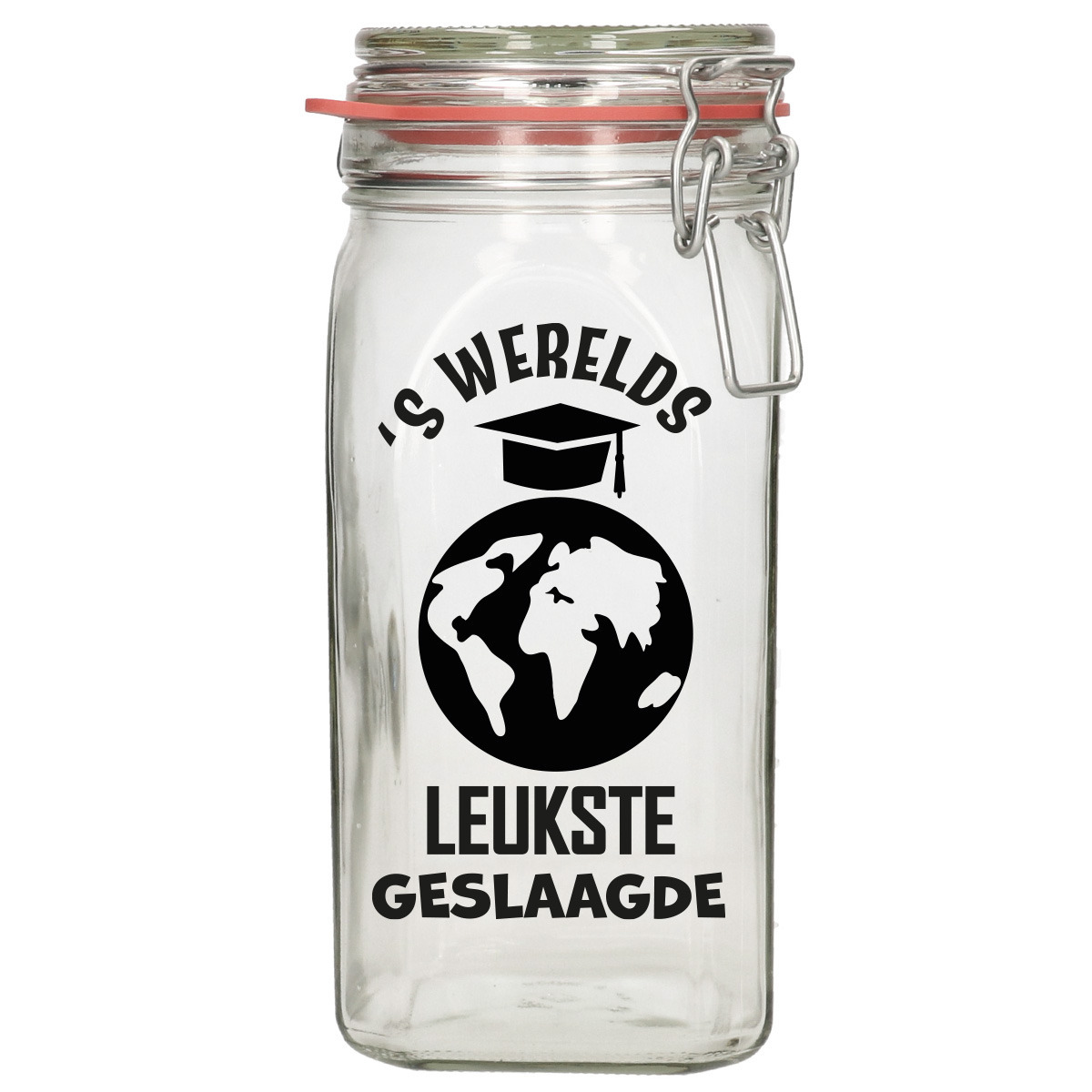 Cadeau voorraadpot - geslaagd - glas - 12 x 7 cm - 1