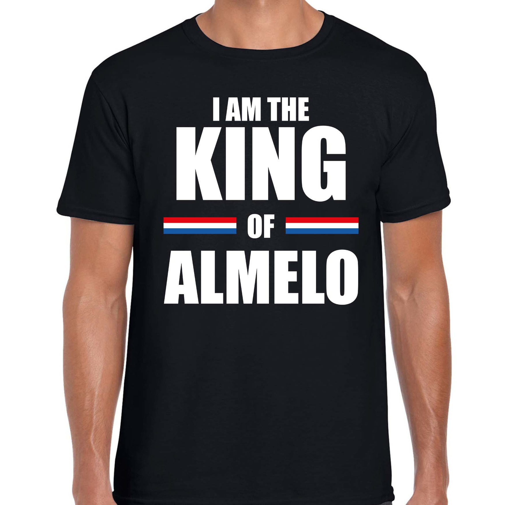 I am the King of Almelo Koningsdag t-shirt zwart voor heren
