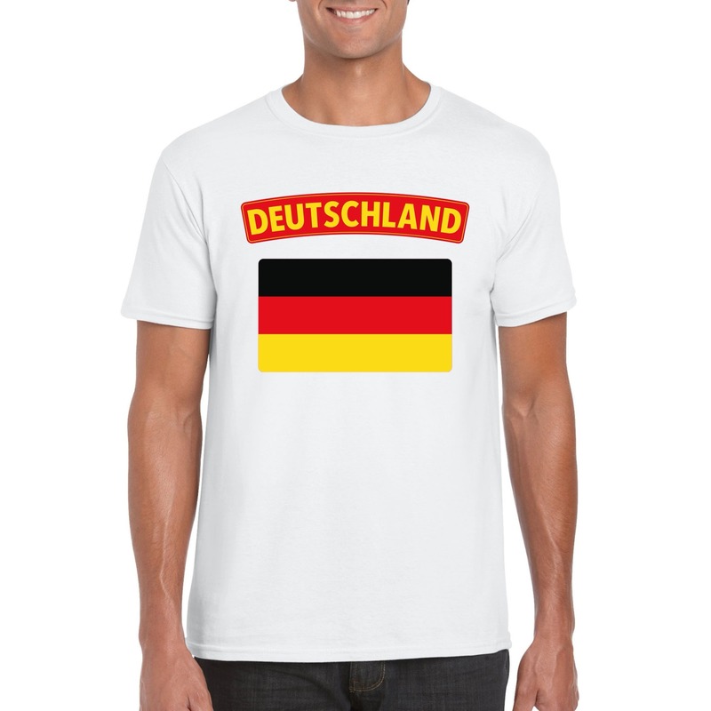 T-shirt met Duitse vlag wit heren