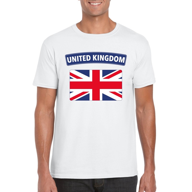 T-shirt met Groot Brittannie/ Engelse vlag wit heren