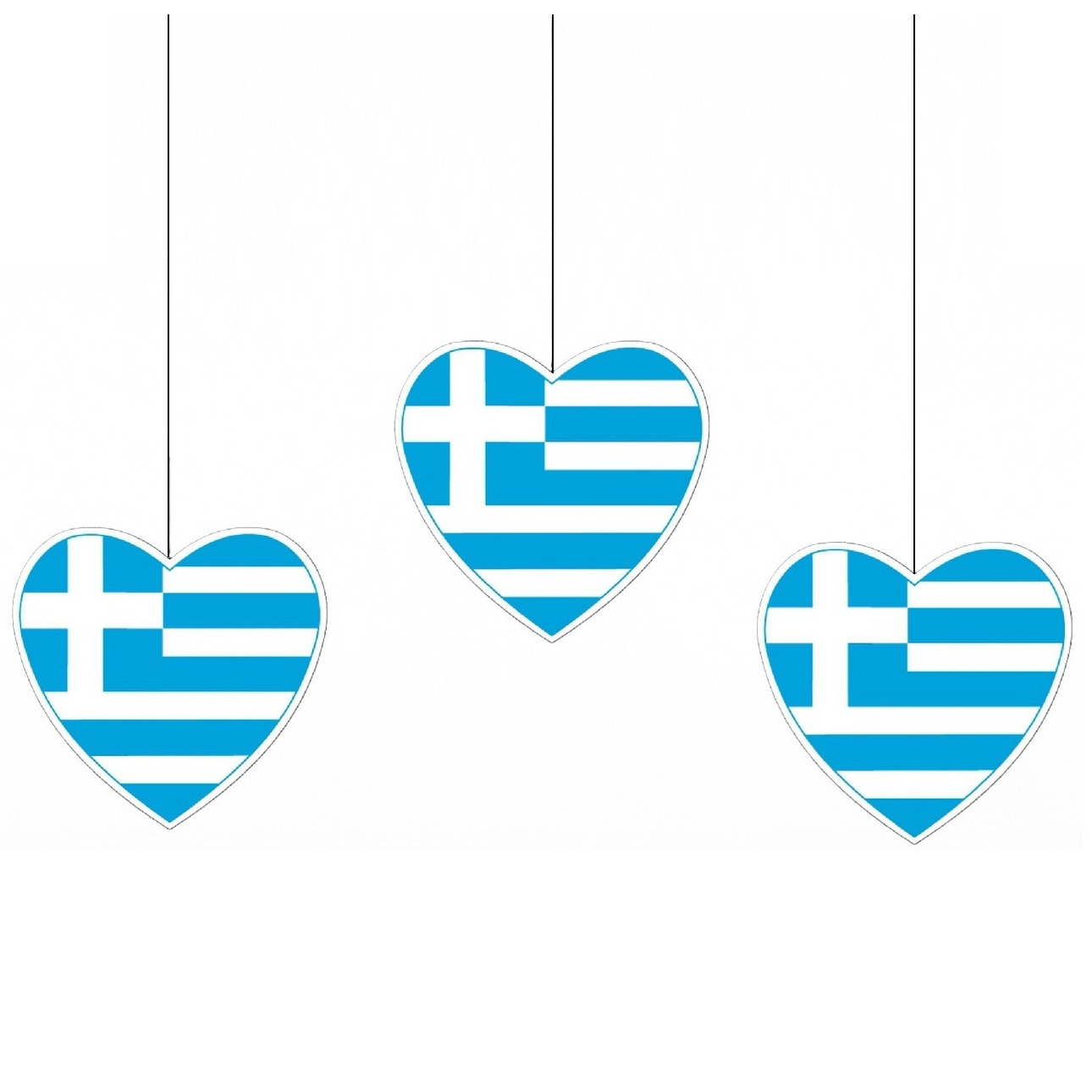 3x Griekenland hangdecoratie harten 28 cm