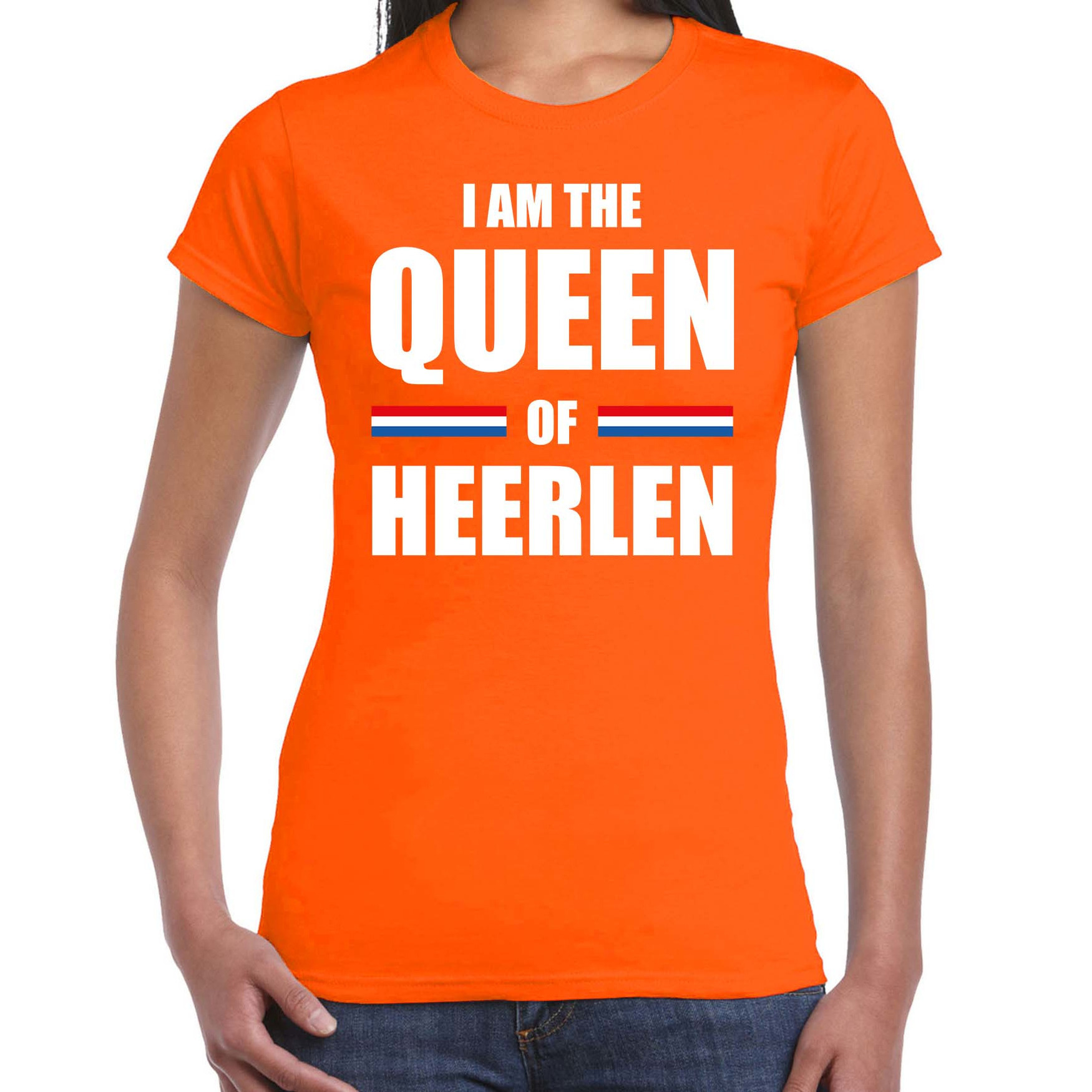 I am the Queen of Heerlen Koningsdag t-shirt oranje voor dames
