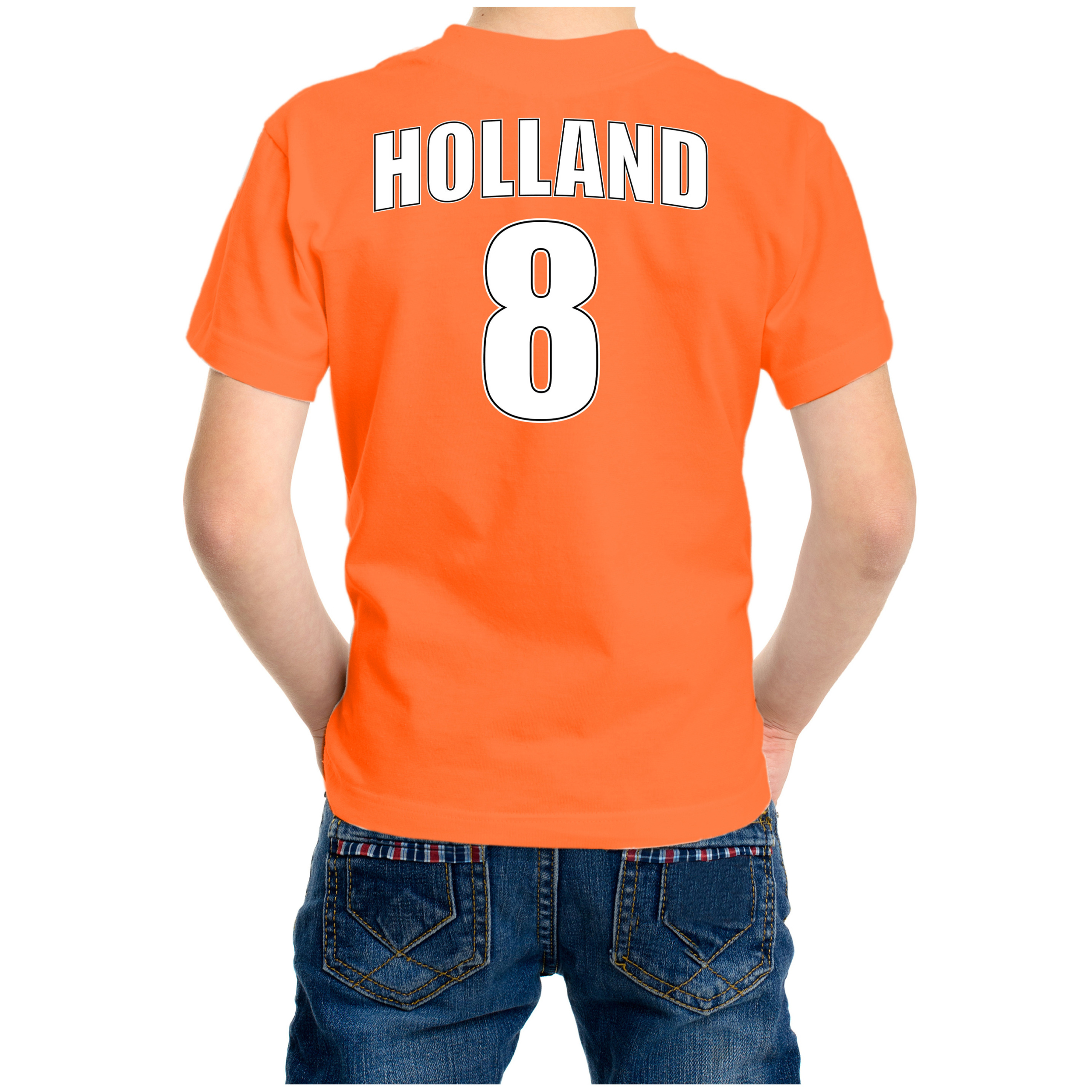 Oranje t-shirt met rugnummer 8 - Holland / Nederland fan shirt voor kinderen
