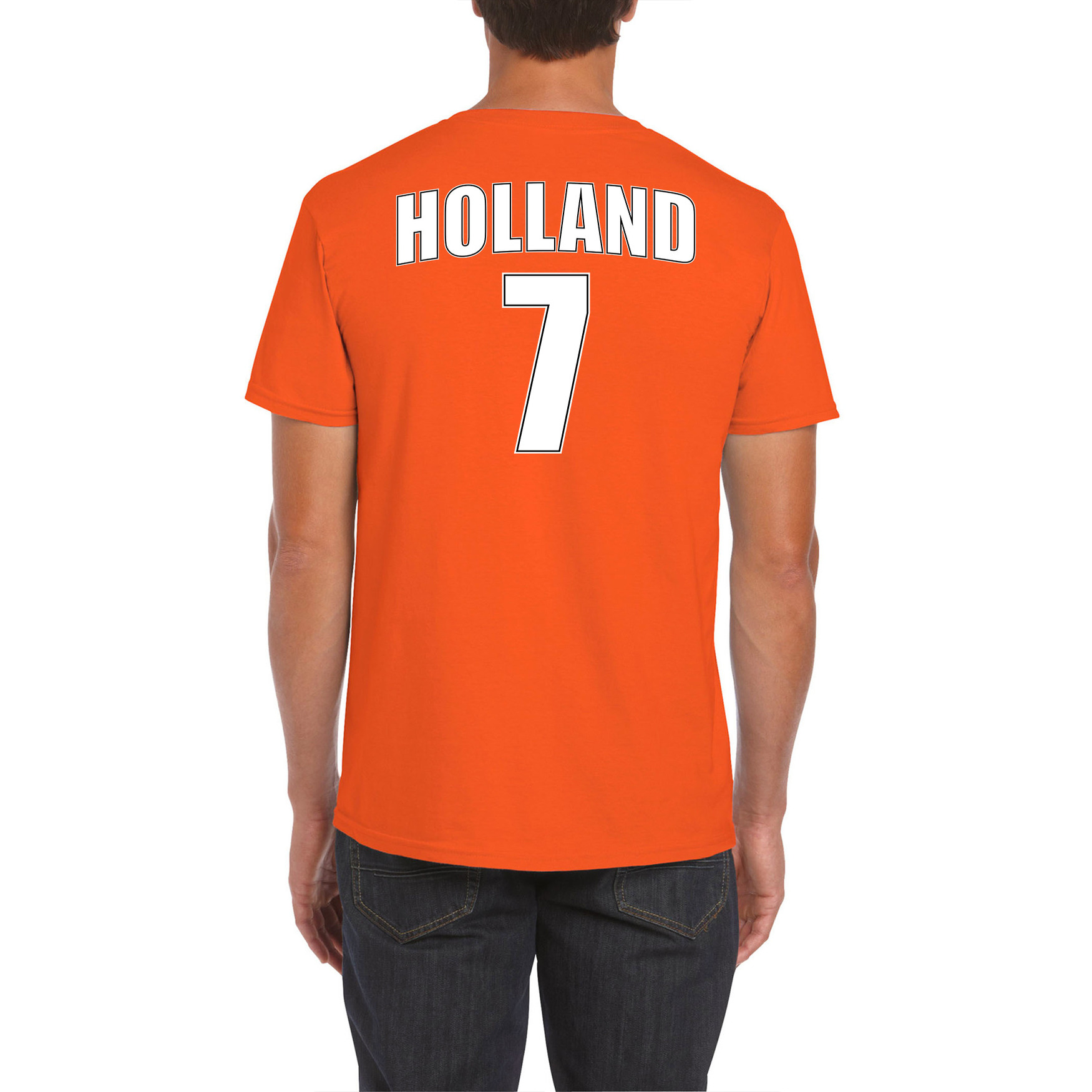 Oranje supporter t-shirt met rugnummer 7 - Holland / Nederland fan shirt voor heren