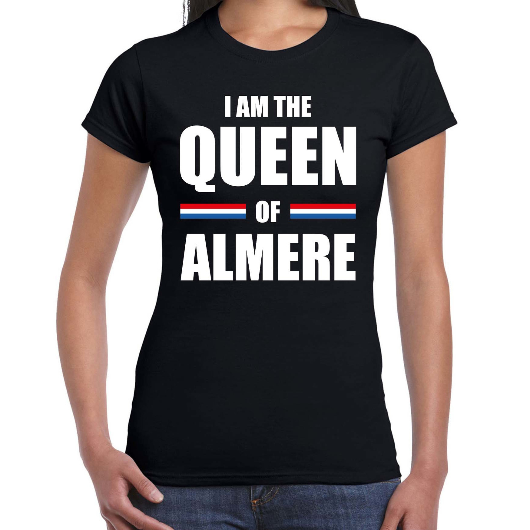 I am the Queen of Almere Koningsdag t-shirt zwart voor dames