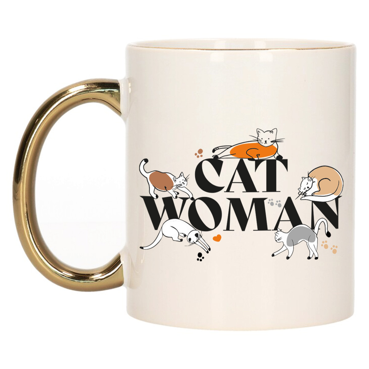 Verjaardag cadeau koffie/thee mok - gouden oor - kat/poes - Cat Women - 300 ml - keramiek