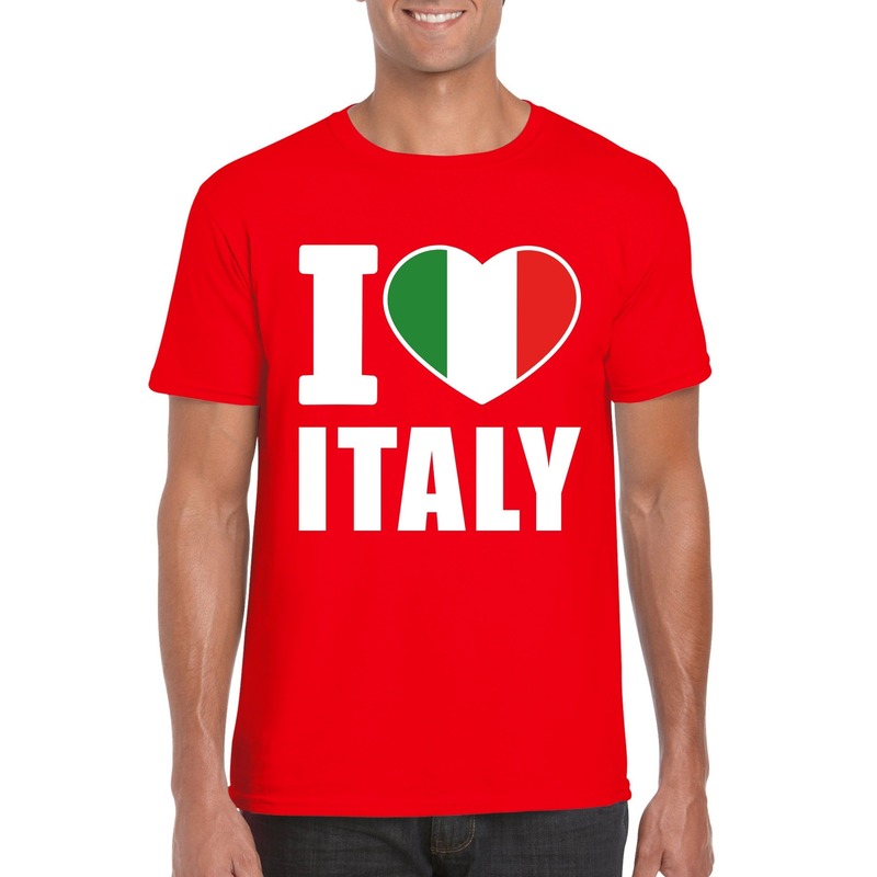 Rood I love Italie fan shirt heren