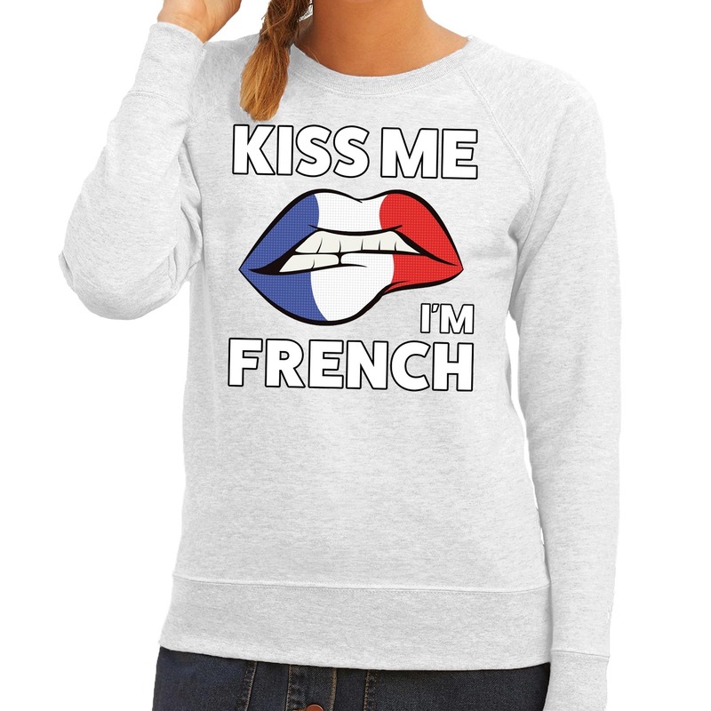 Kiss me I am French sweater grijs dames