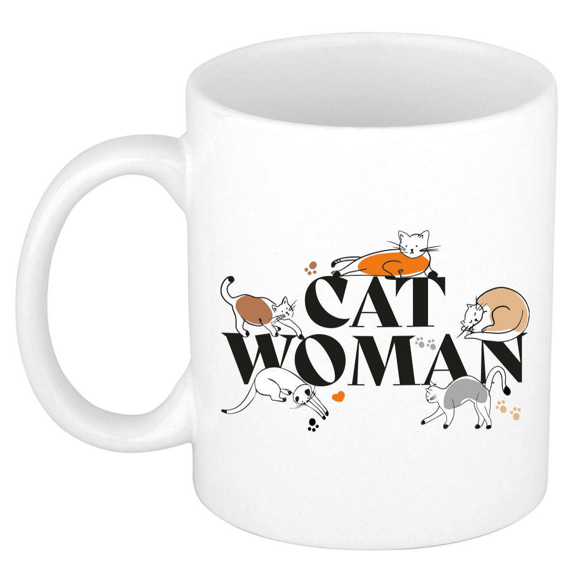 Verjaardag cadeau koffie/thee mok - wit - kat/poes - Cat Women - 300 ml - keramiek