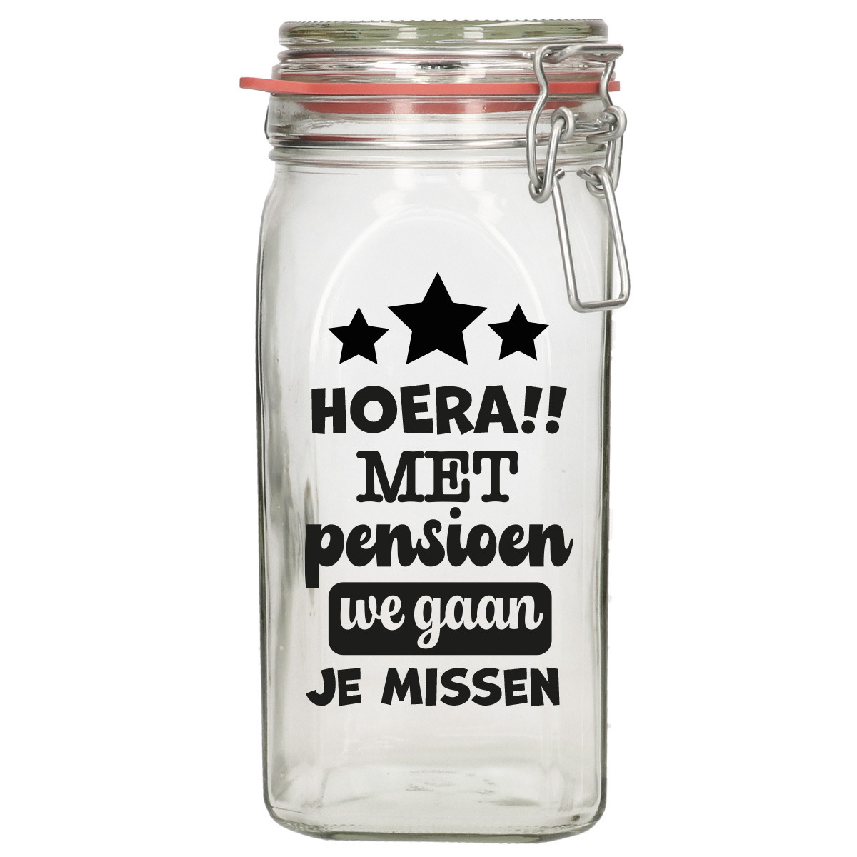 Cadeau voorraadpot - pensioen - glas - 12 x 7 cm - 1