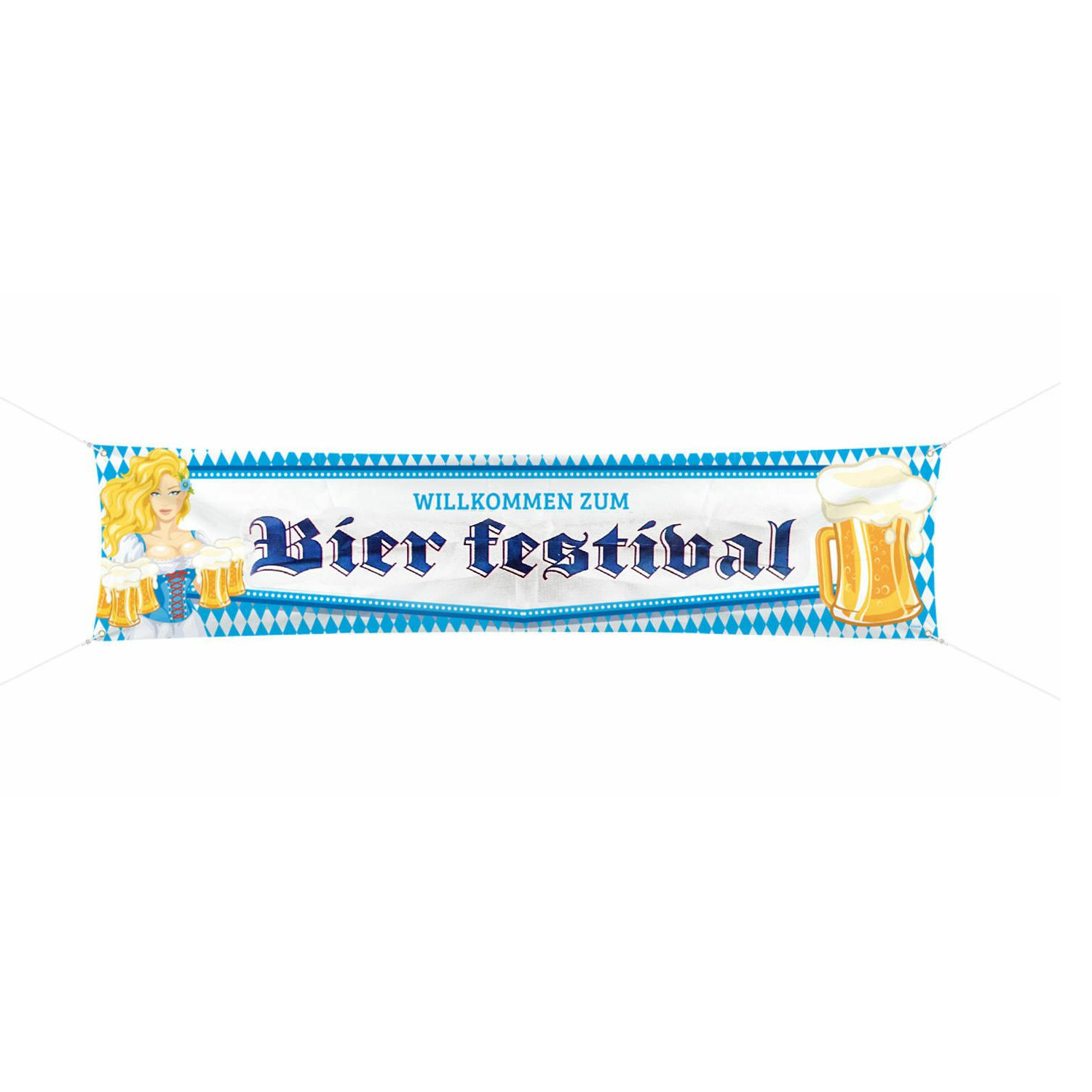 Oktoberfest/bierfeest mega vlag met blonde dame 40 x 180 cm