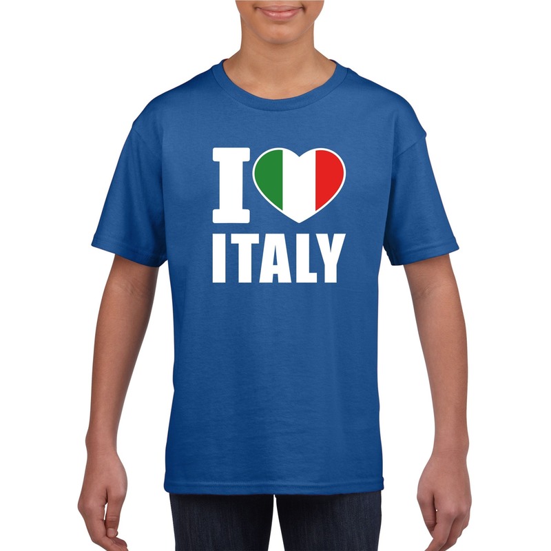 Blauw I love Italie fan shirt kinderen
