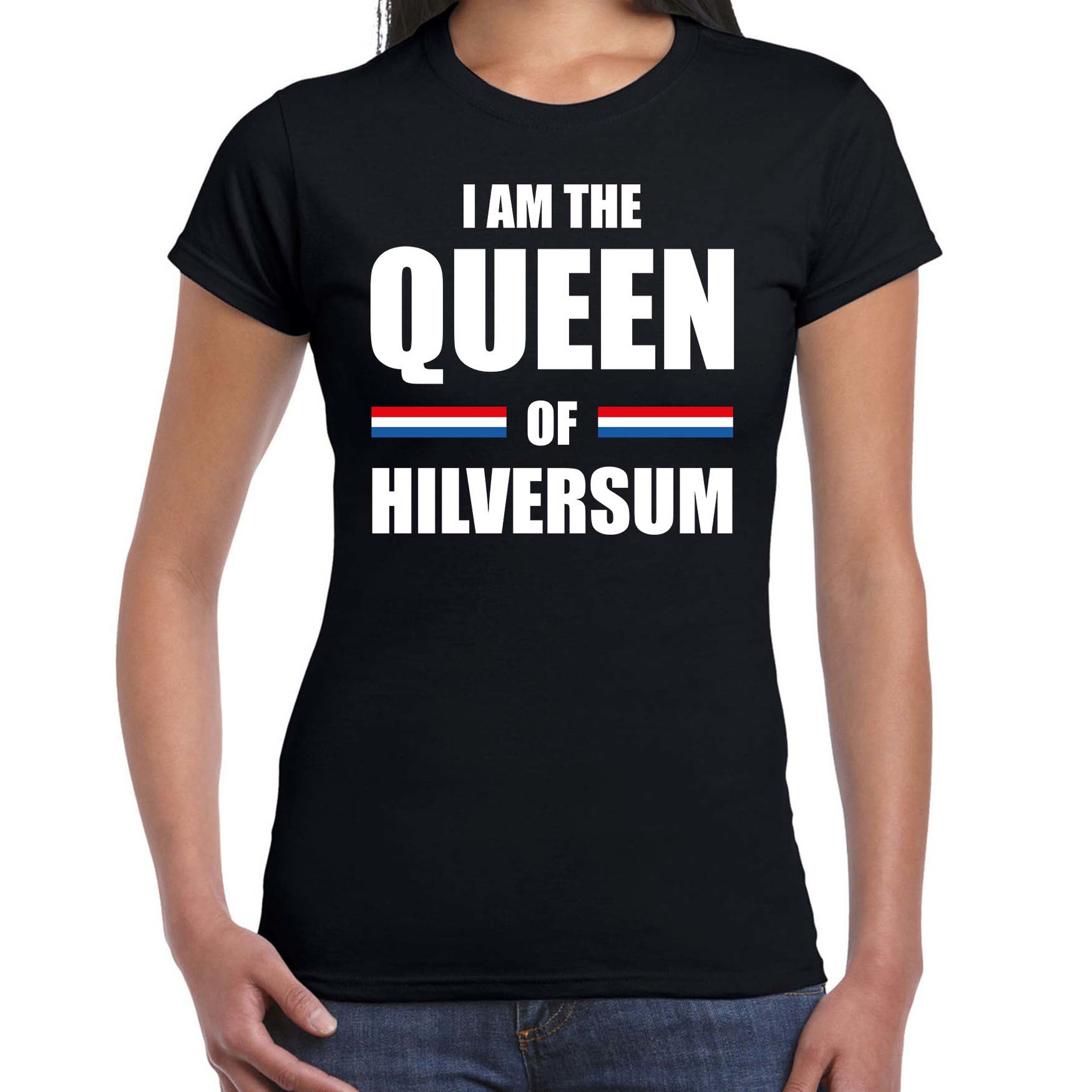 I am the Queen of Hilversum Koningsdag t-shirt zwart voor dames