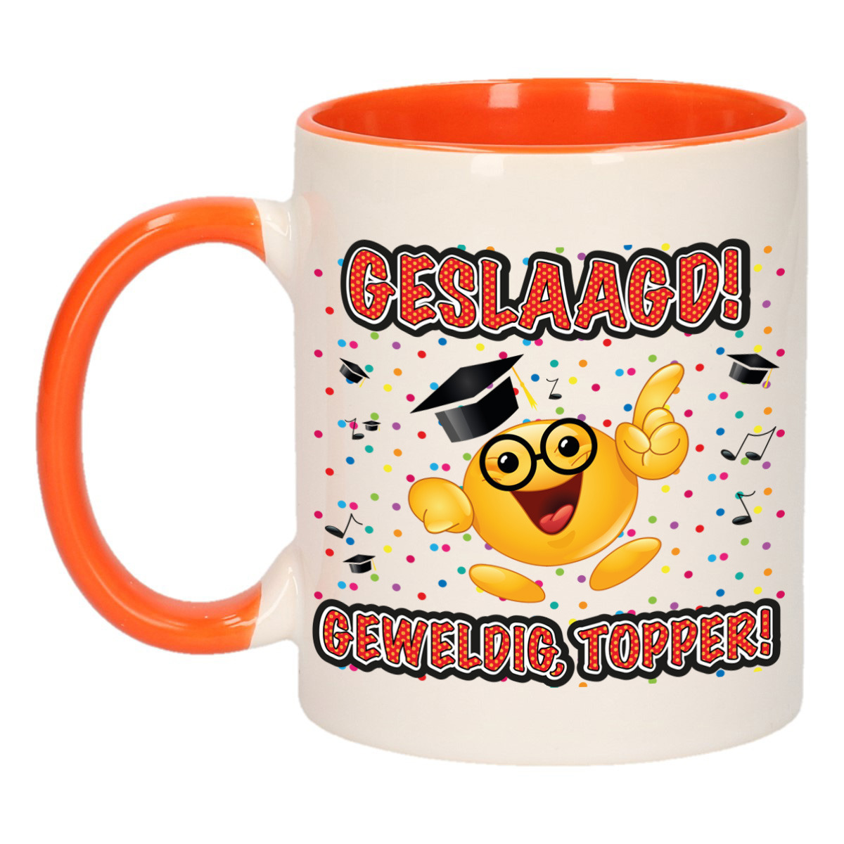Geslaagd cadeau mok - oranje - Geslaagd! Geweldig