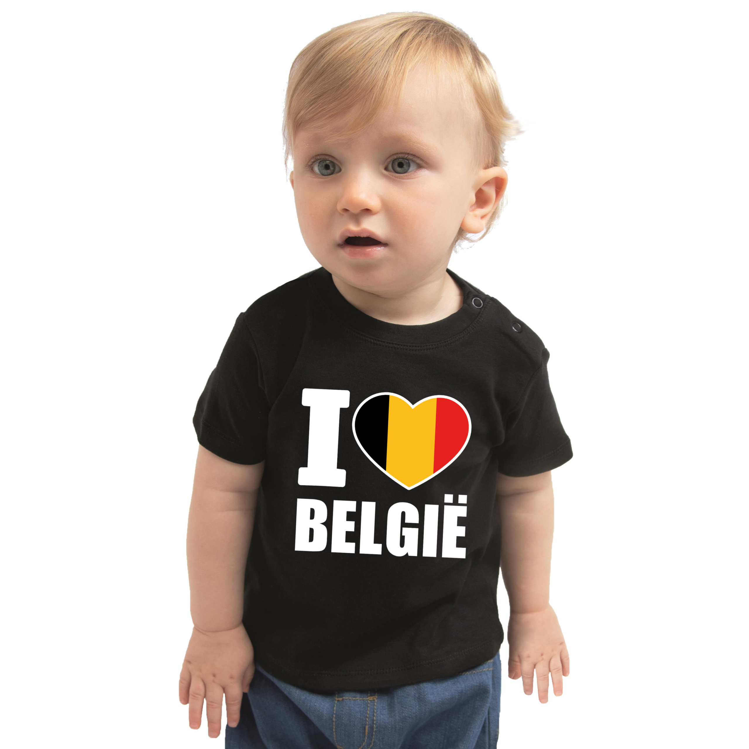 I love Belgie t-shirt zwart voor babys