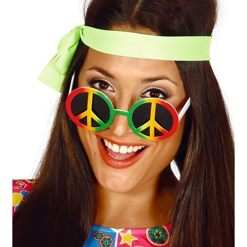 Hippie/flower power peace verkleed bril - Jaren 60 - verkleed accessoires - volwassenen - carnaval