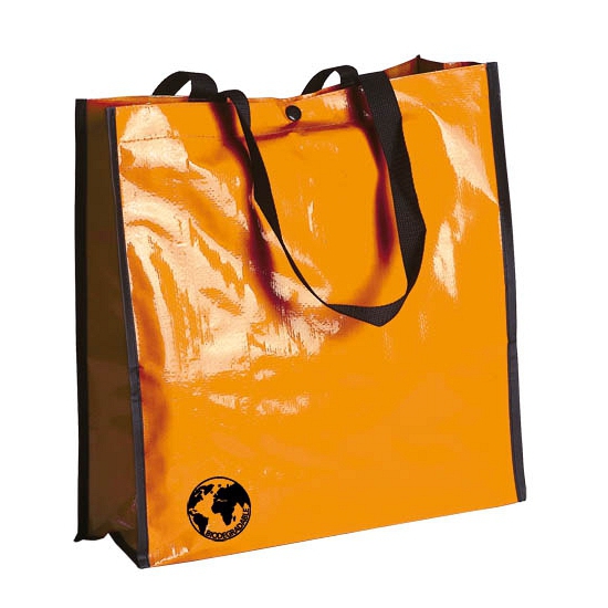 Shopper boodschappen opberg tas - oranje - 38 x 38 cm - Glimmende boodschappentassen