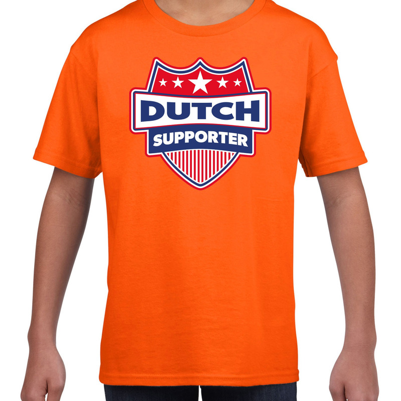 Nederland / Dutch schild supporter t-shirt oranje voor kinder