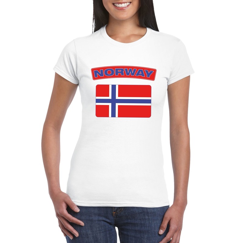 T-shirt met Noorse vlag wit dames
