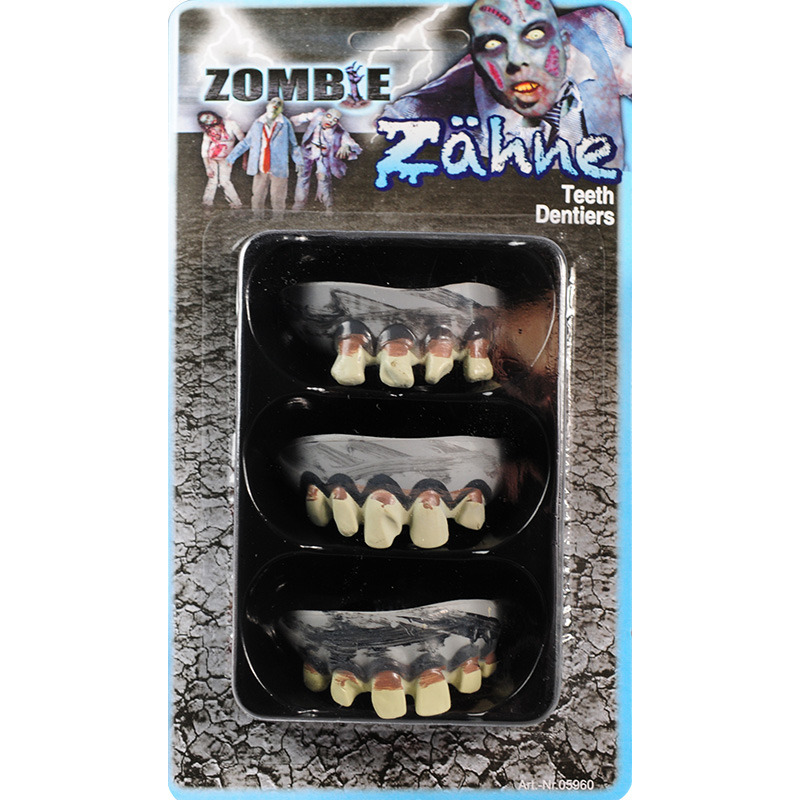 Zombie tandjes - 3 stuks - tanden -gebitjes - voor halloween of carnaval