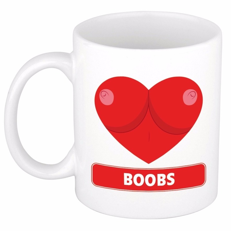 I Love Boobs - koffiemok - borsten thema beker - 300 ml - Foute collega cadeau