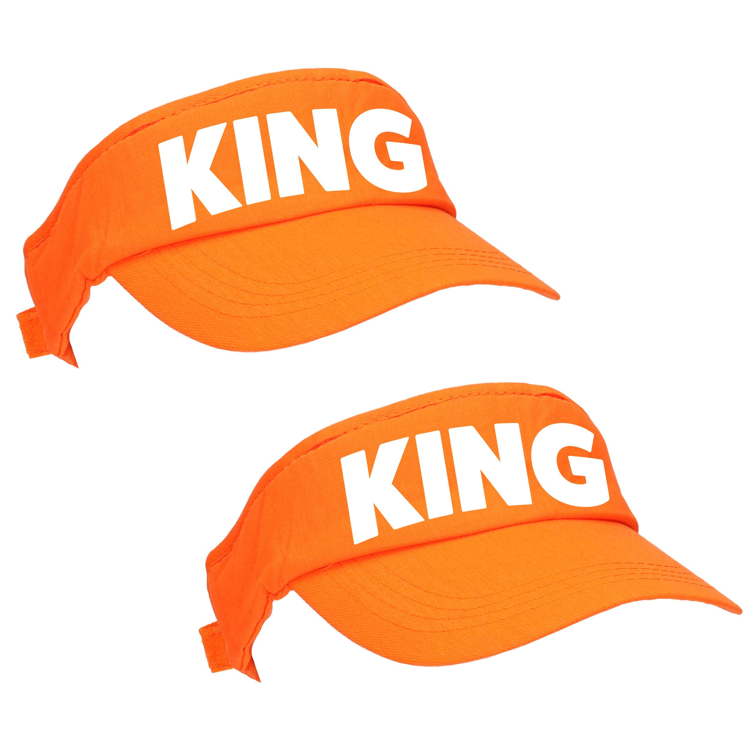 2x stuks oranje King zonneklep met Nederlandse vlag voor Koningsdag/ EK/ WK