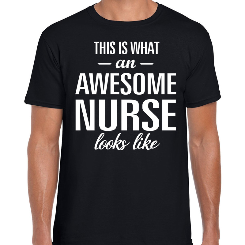 Awesome nurse / verpleeger cadeau t-shirt zwart heren