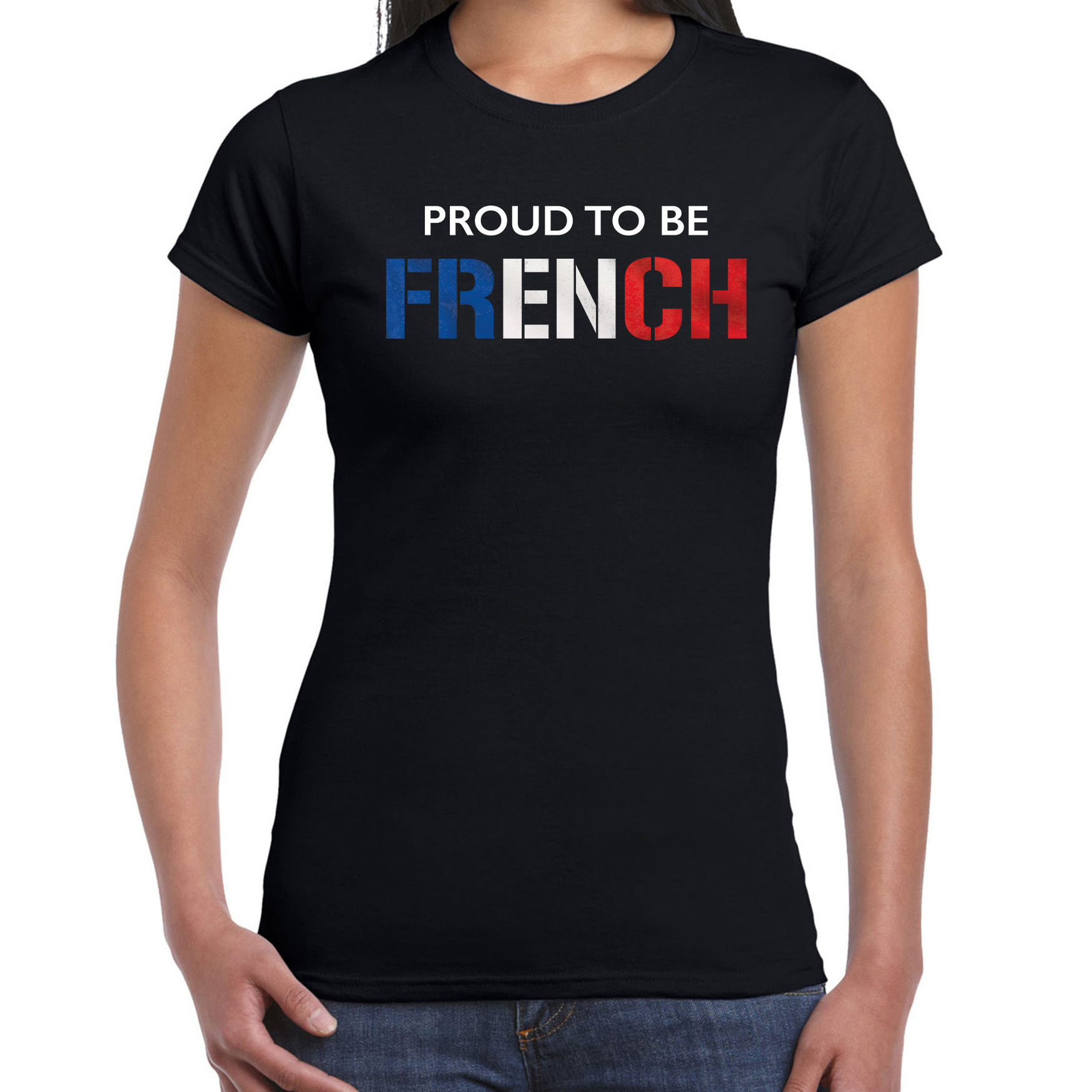 Frankrijk Proud to be French landen t-shirt zwart dames