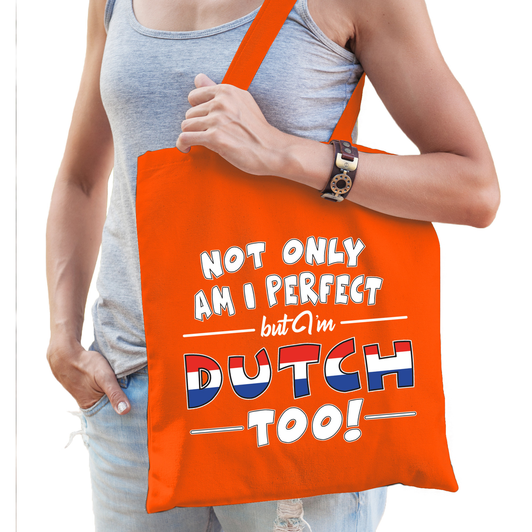 Not only perfect Dutch / Nederland cadeau tas oranje voor dames