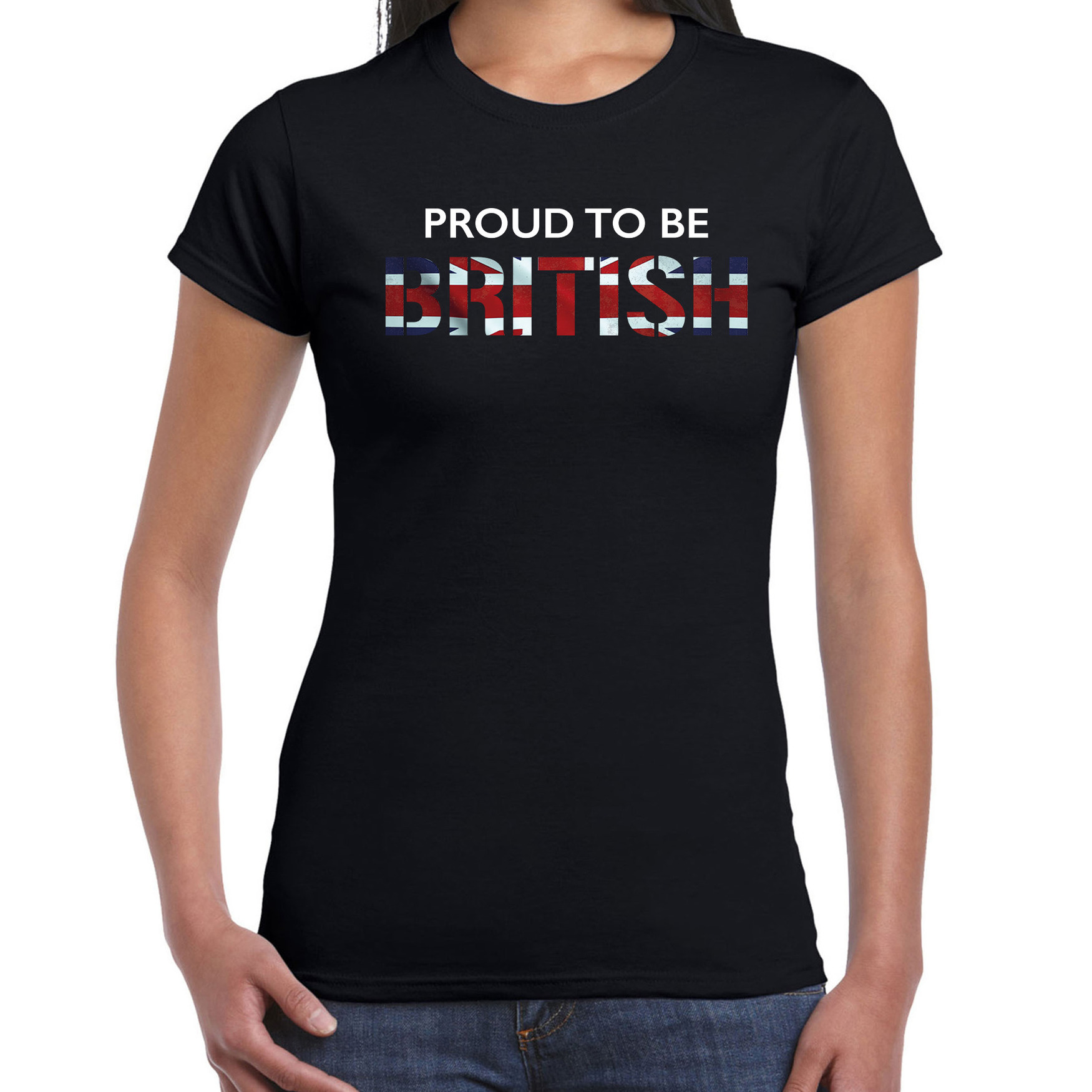 Verenigd Koninkrijk Proud to be British landen t-shirt zwart dames
