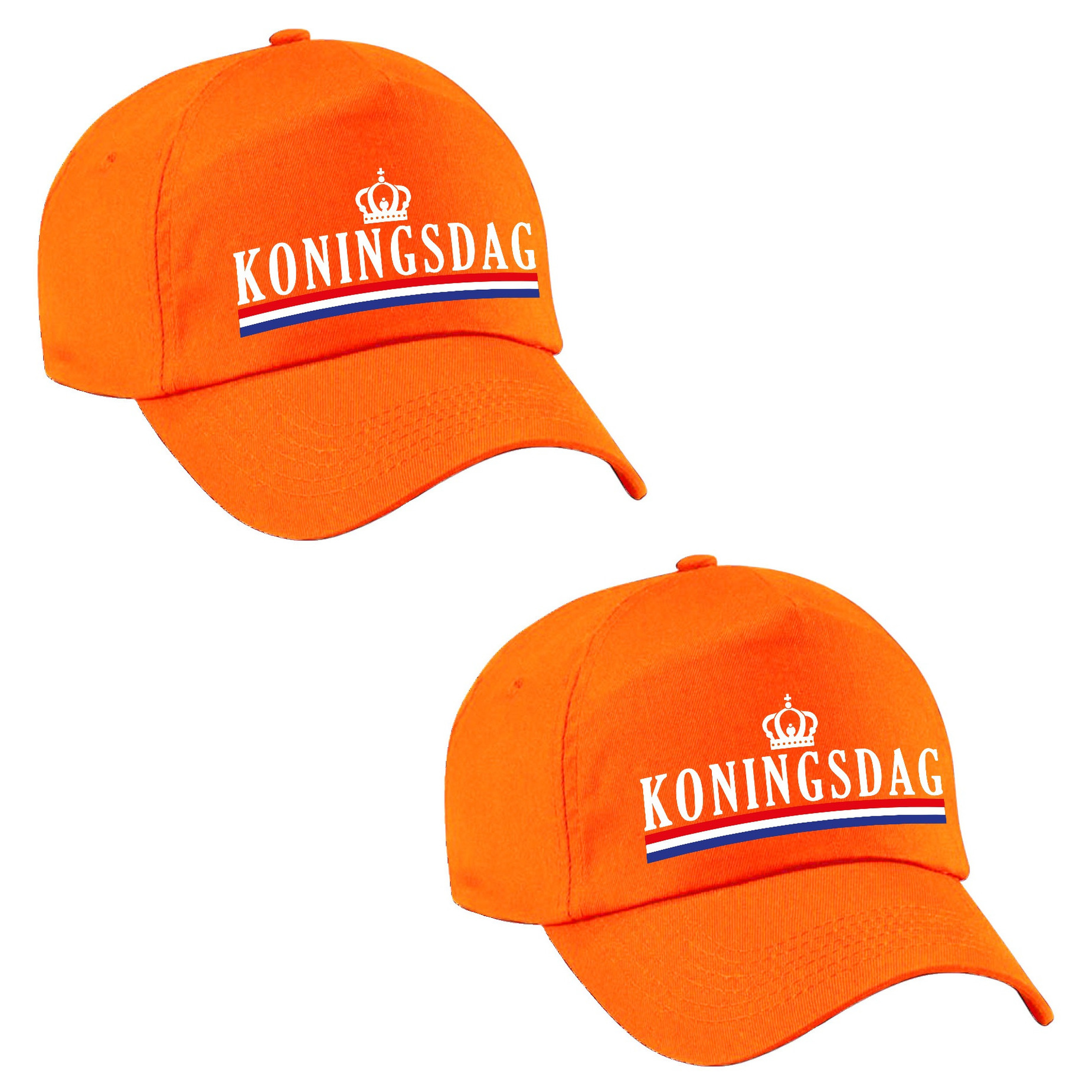 2x stuks Koningsdag pet / cap oranje voor dames en heren