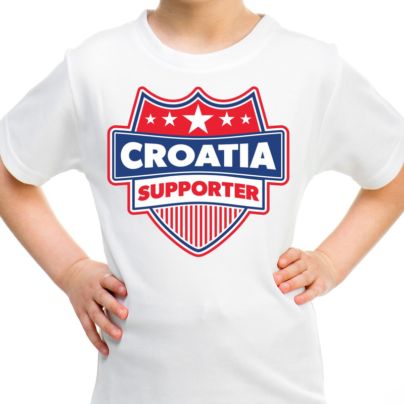 Kroatie / Croatia schild supporter t-shirt wit voor kinderen