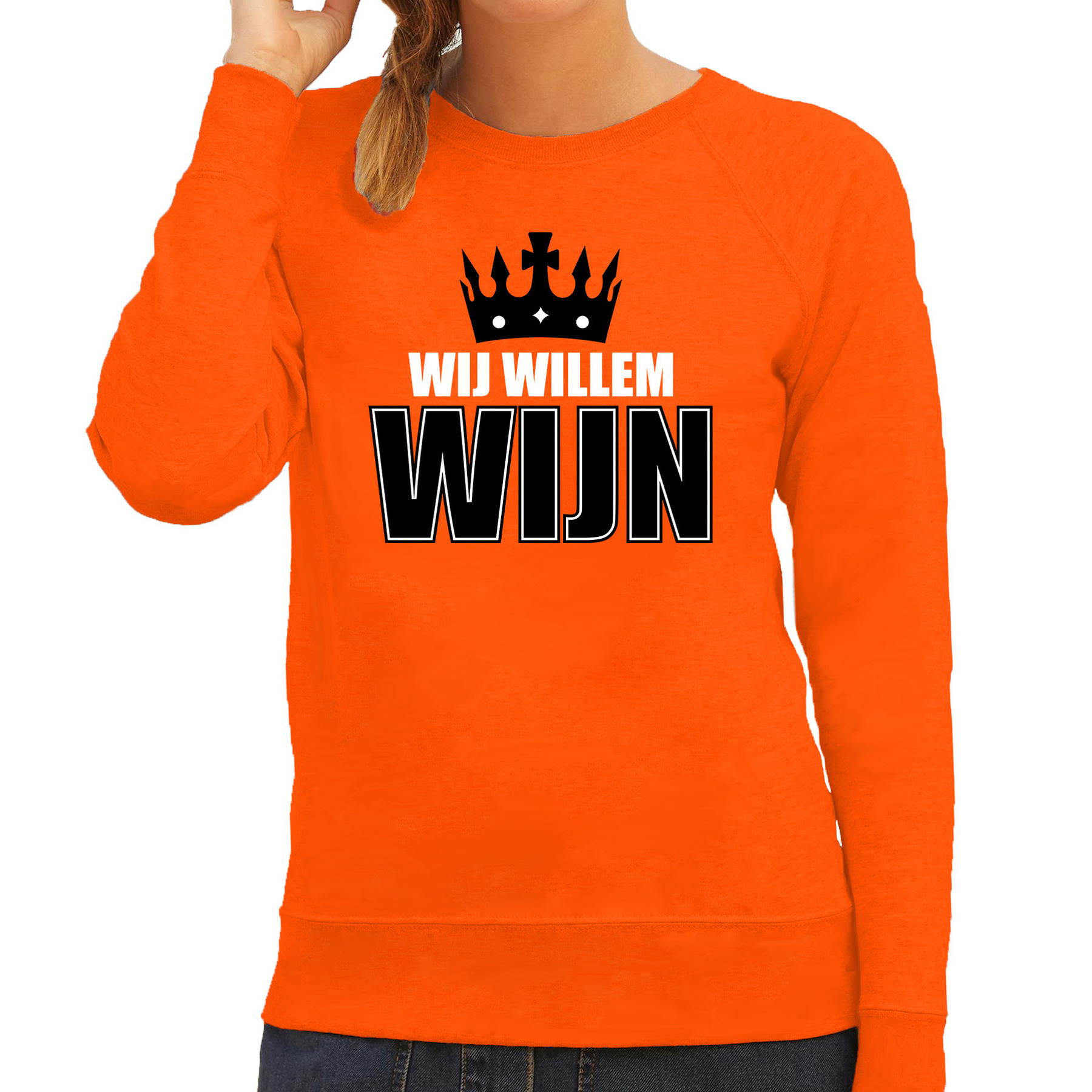 Wij Willem wijn sweater oranje voor dames - Koningsdag truien
