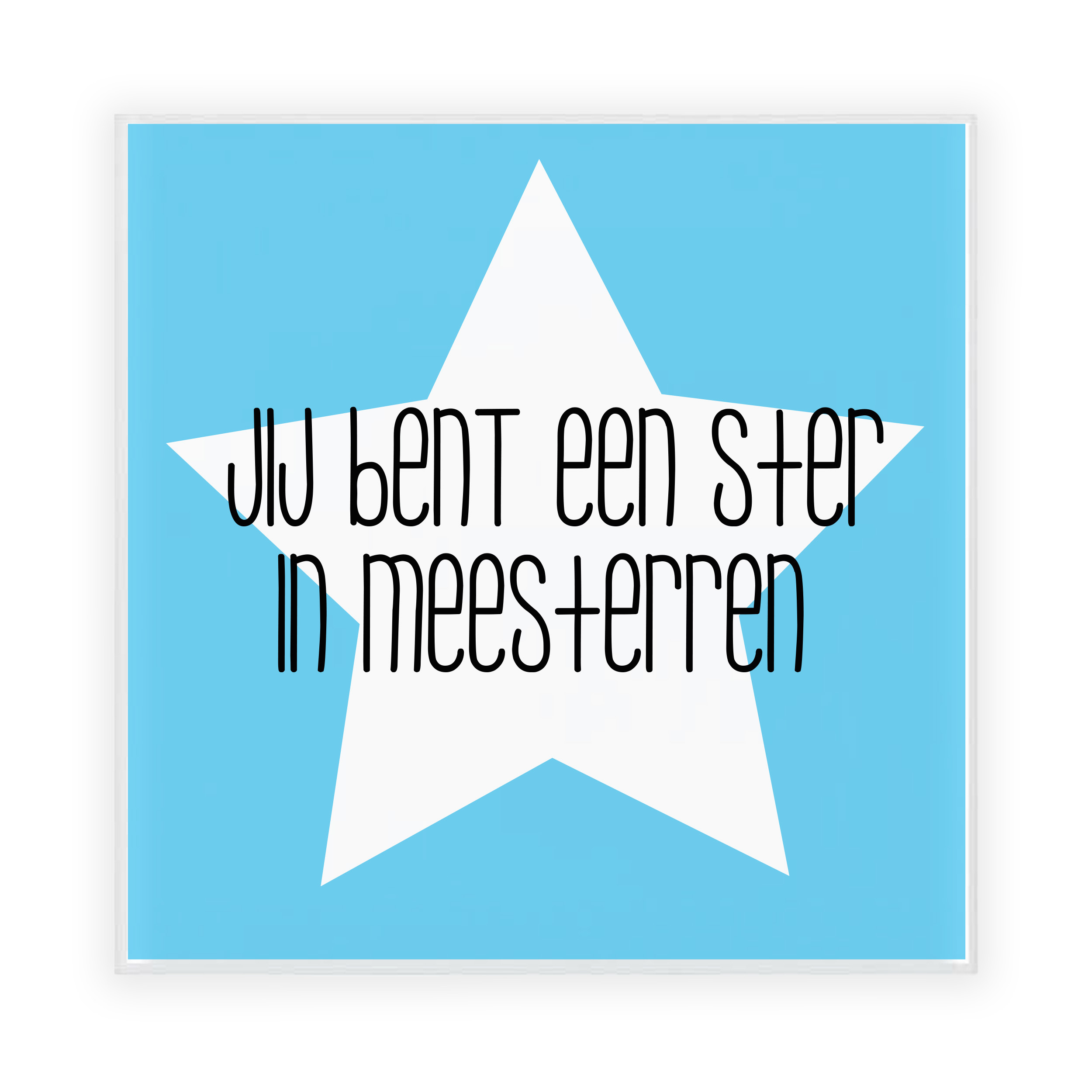 Cadeau tegel voor meester - een ster in meesterren - keramiek - multi kleuren - 15 cm