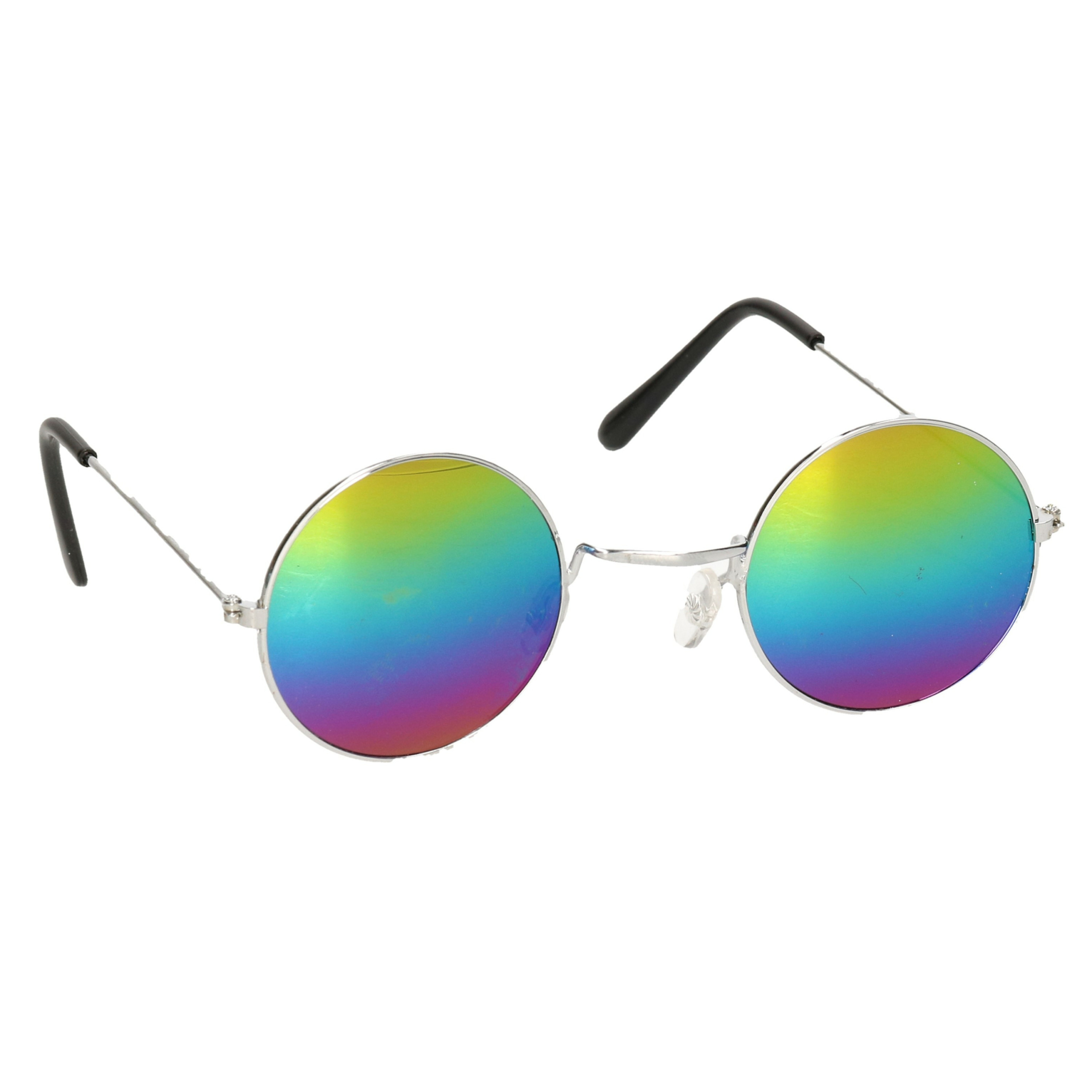 Flower Power verkleed bril groen/blauw voor volwassenen