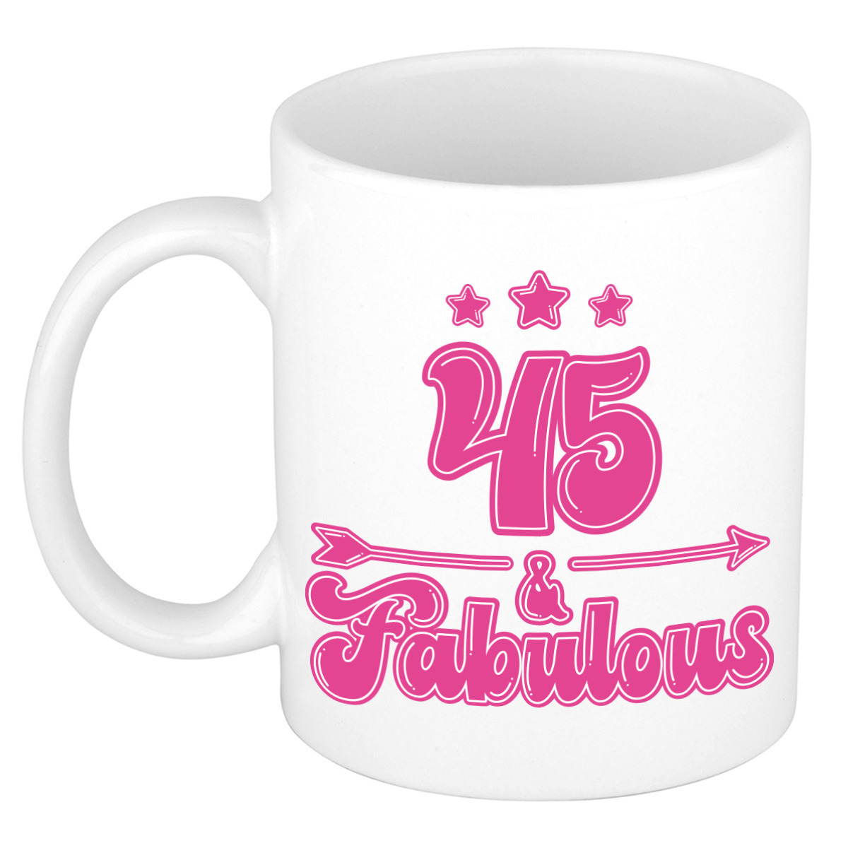 Verjaardag cadeau mok 45 jaar - geweldig - roze - 300 ml - Keramiek