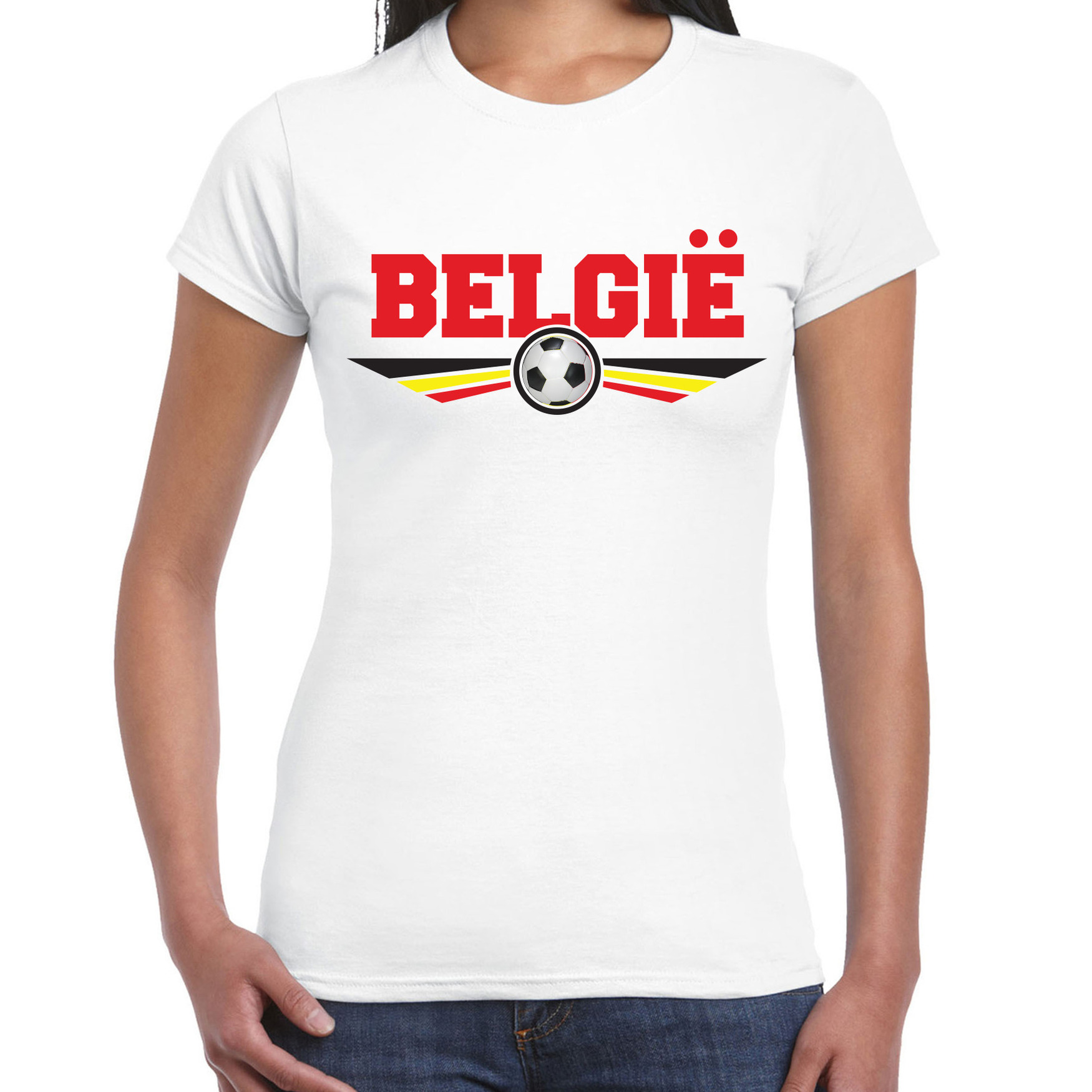 Belgie landen / voetbal t-shirt wit dames