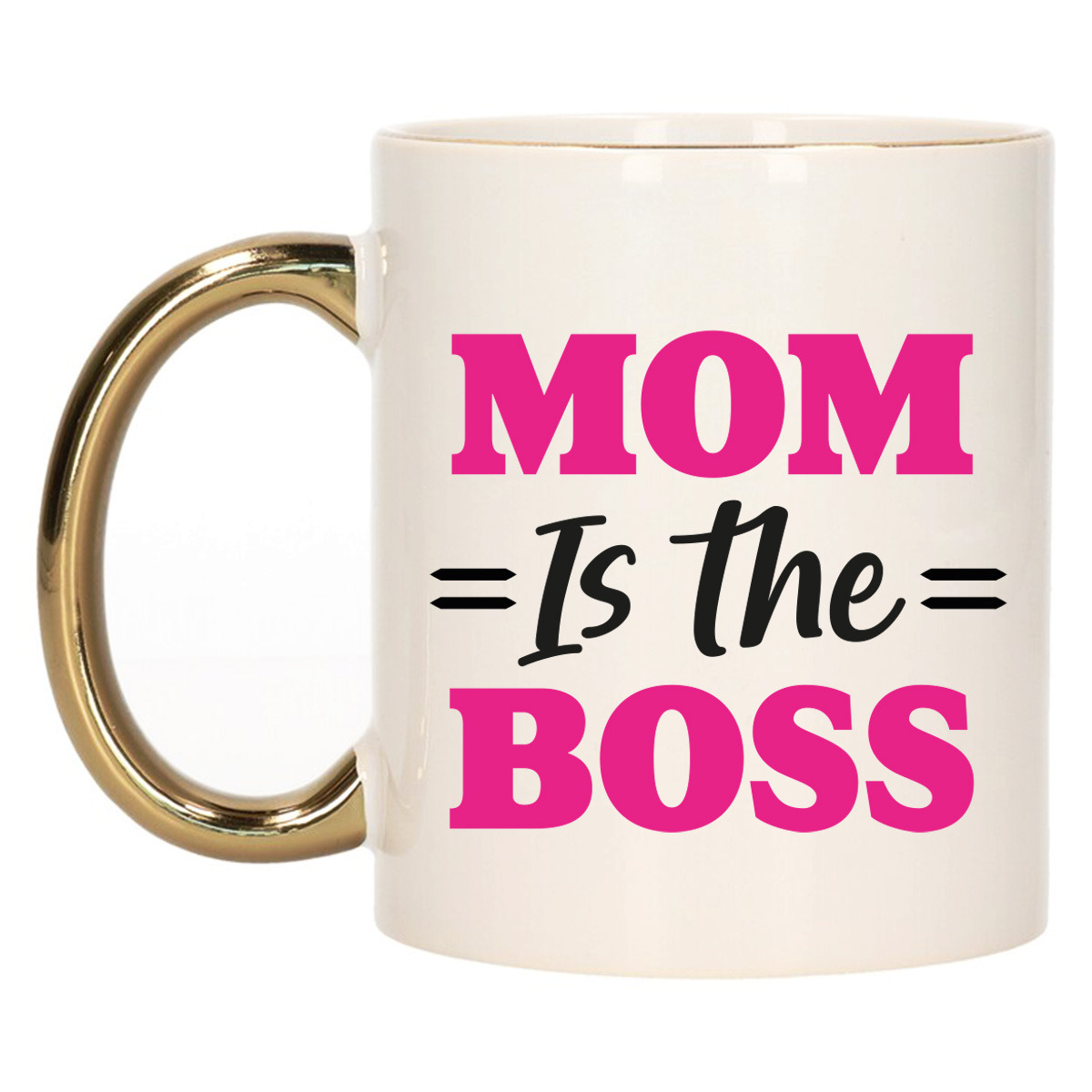 Cadeau koffie/thee mok mama - gouden oor - mam is de baas - 300 ml - Moederdag