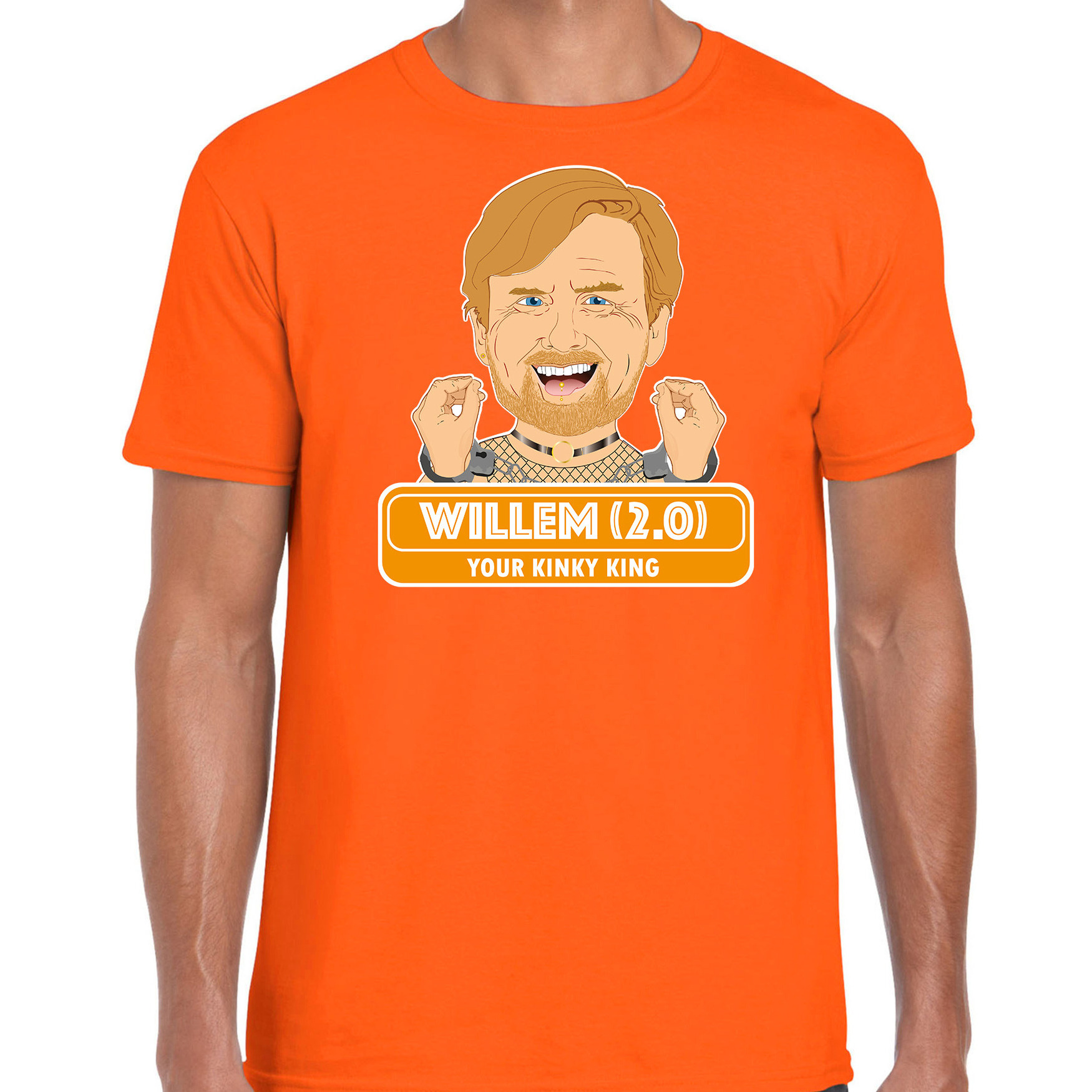 Oranje Koningsdag t-shirt - kingky king - voor heren