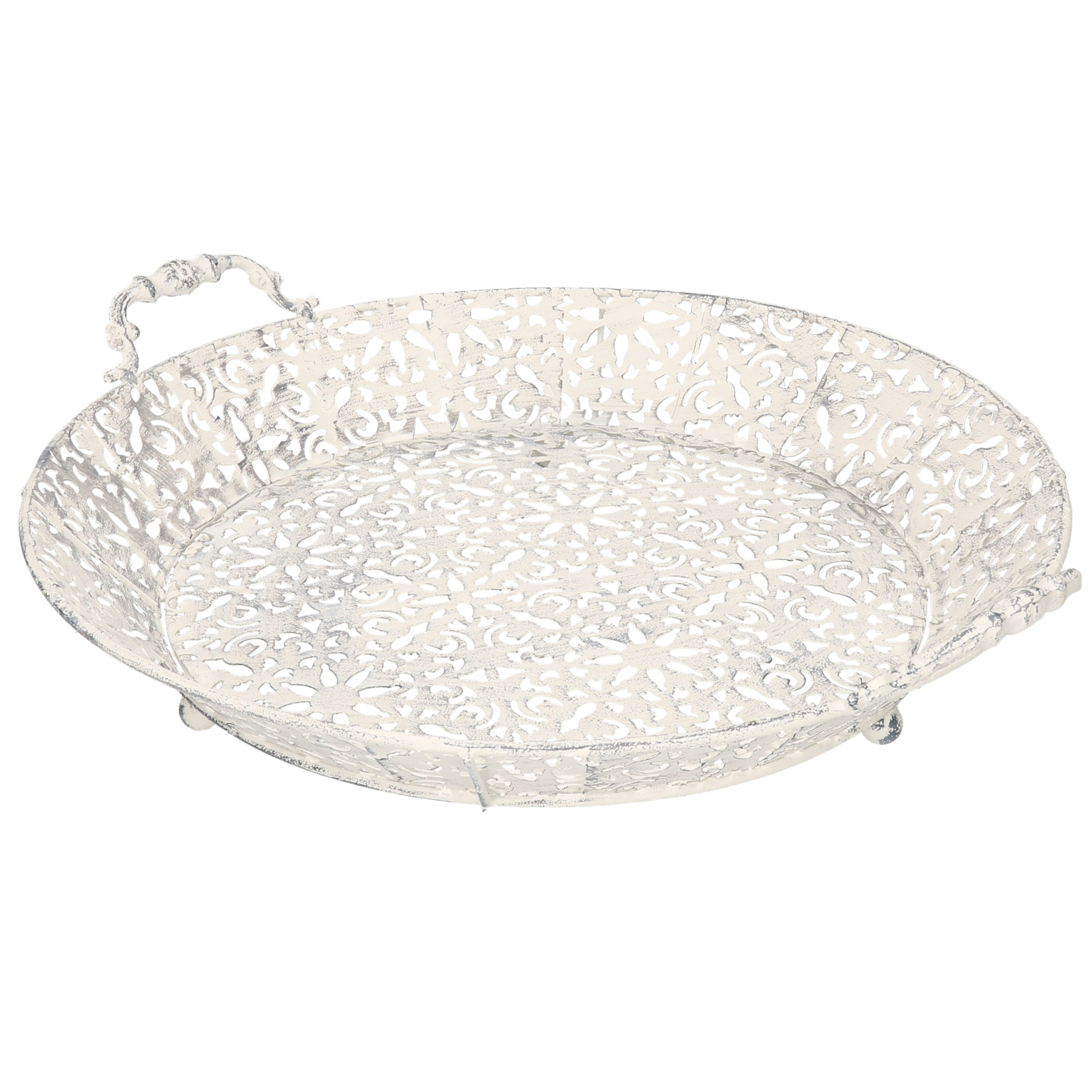 Gietijzeren dienblad/schaal lichtgrijs Lilli 35 cm