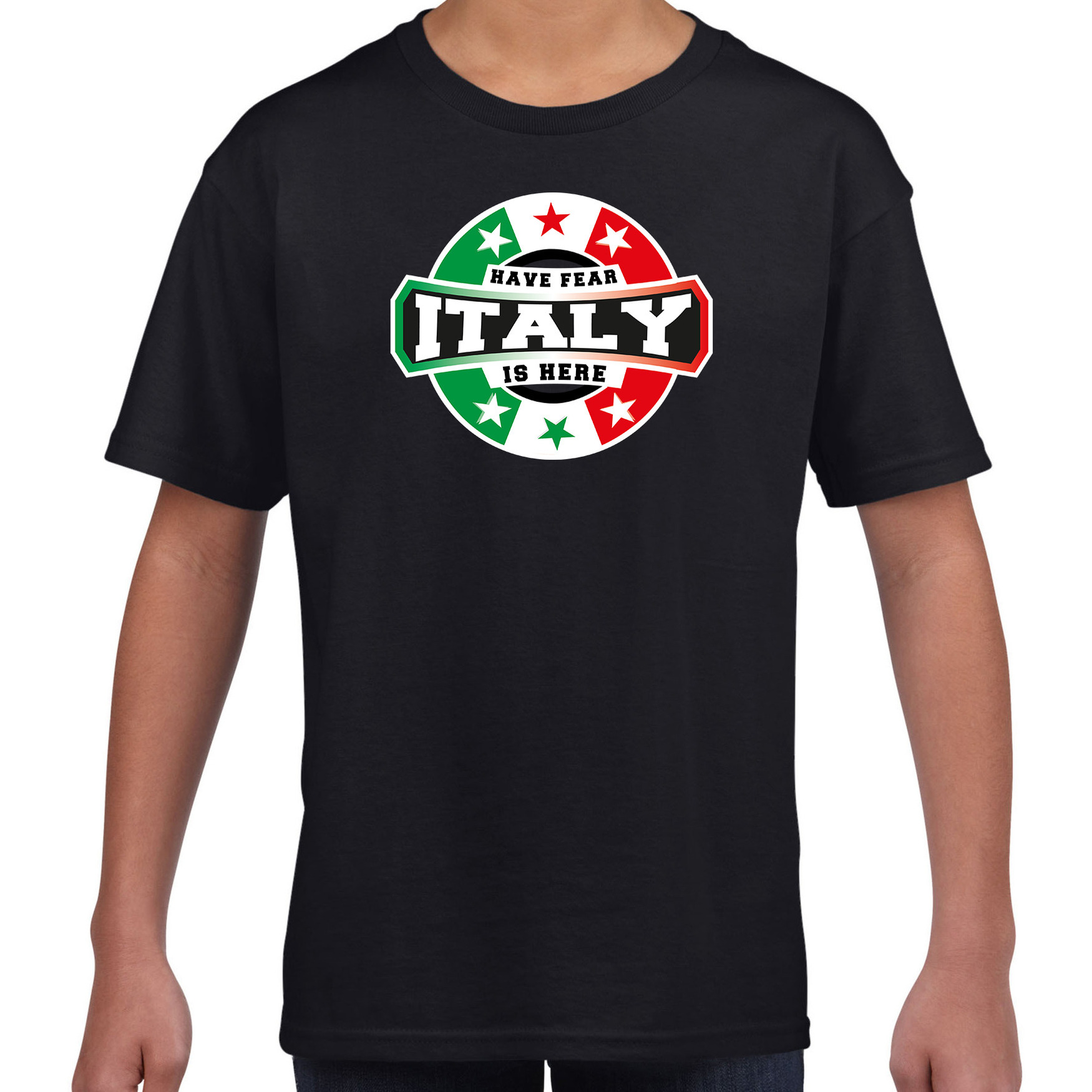 Have fear Italy is here / Italie supporter t-shirt zwart voor kids