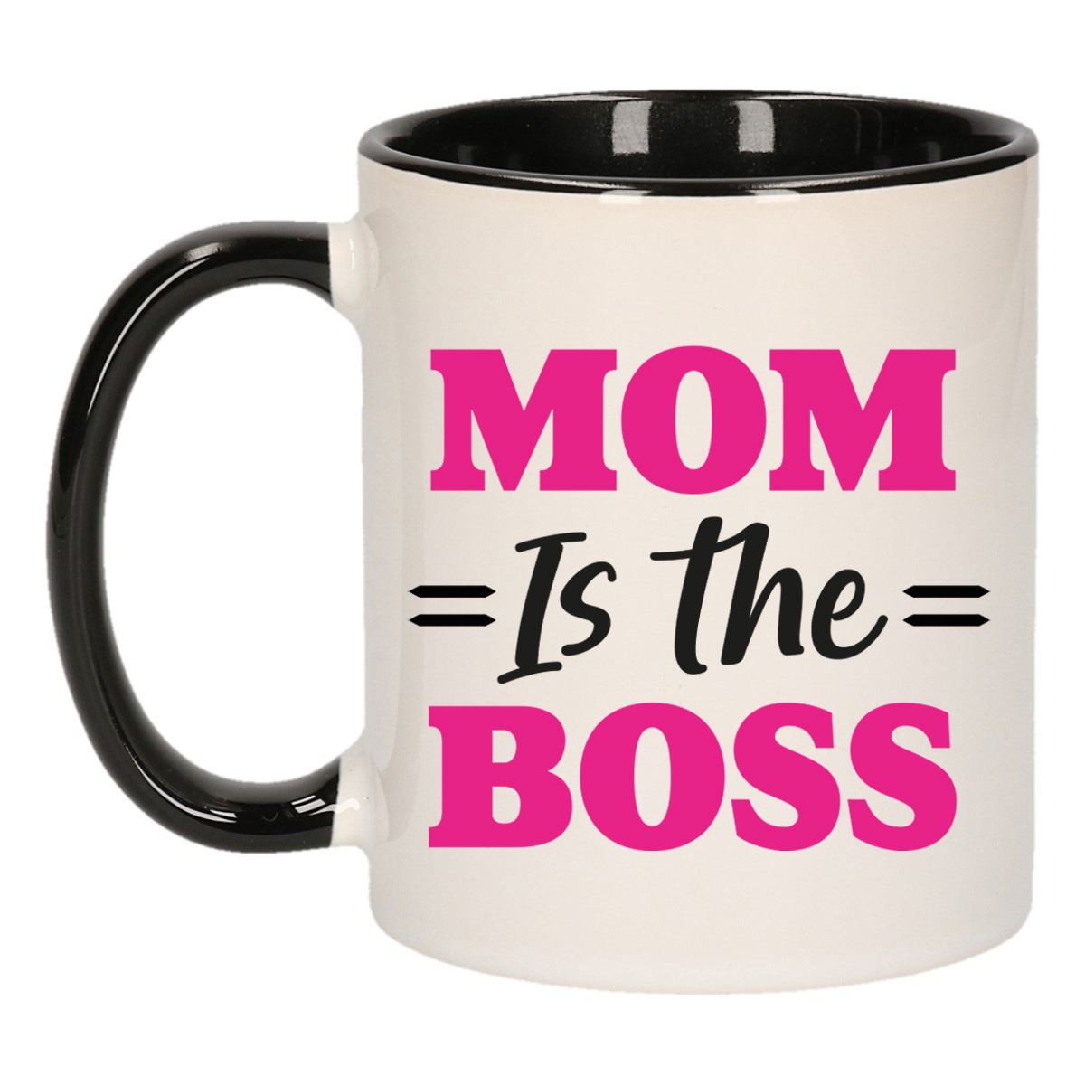 Cadeau koffie/thee mok mama - zwart oor - mam is de baas - 300 ml - Moederdag