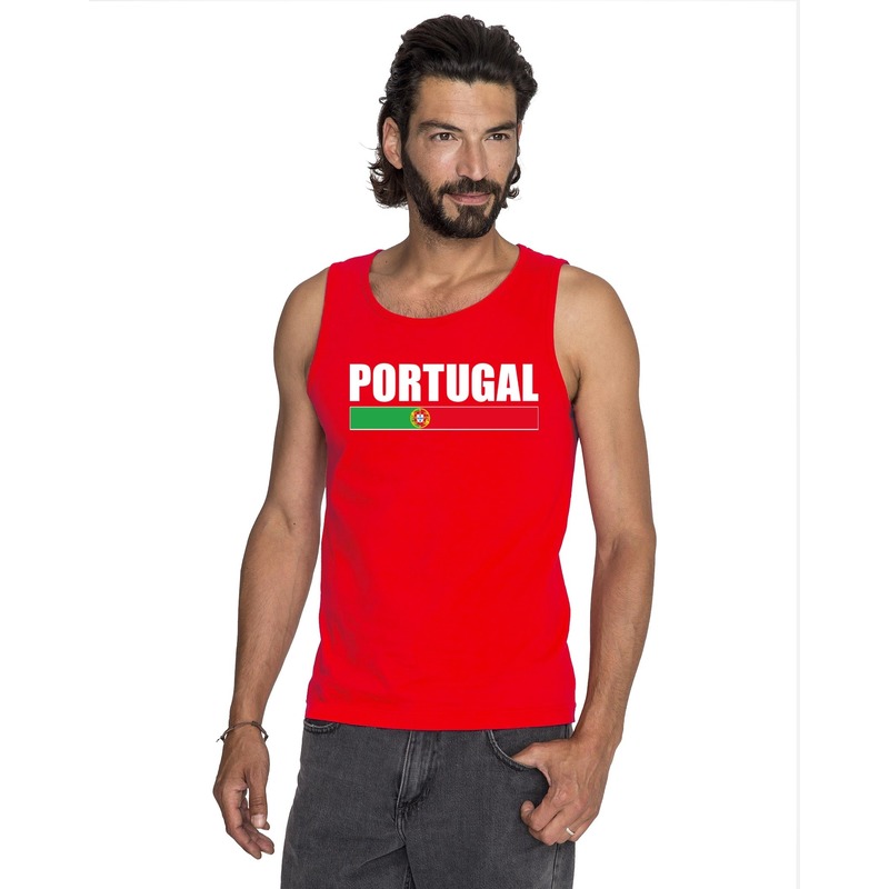 Rood Portugal supporter singlet shirt/ tanktop heren