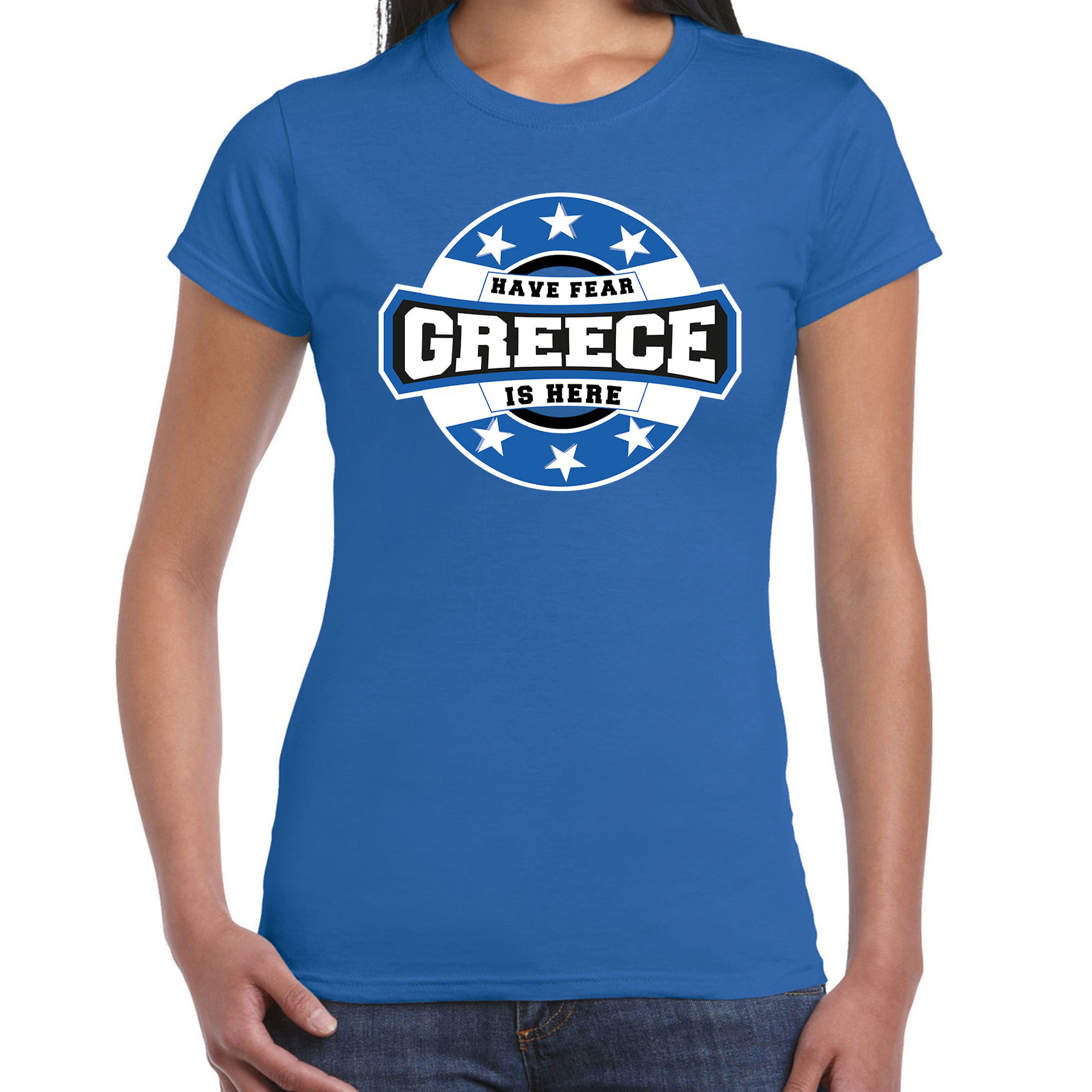 Have fear Greece is here / Griekenland supporter blauw voor dames