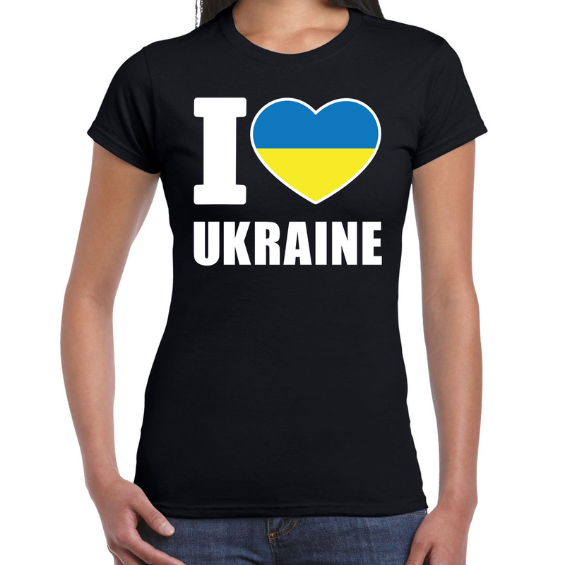 I love Ukraine t-shirt Oekraine zwart voor dames