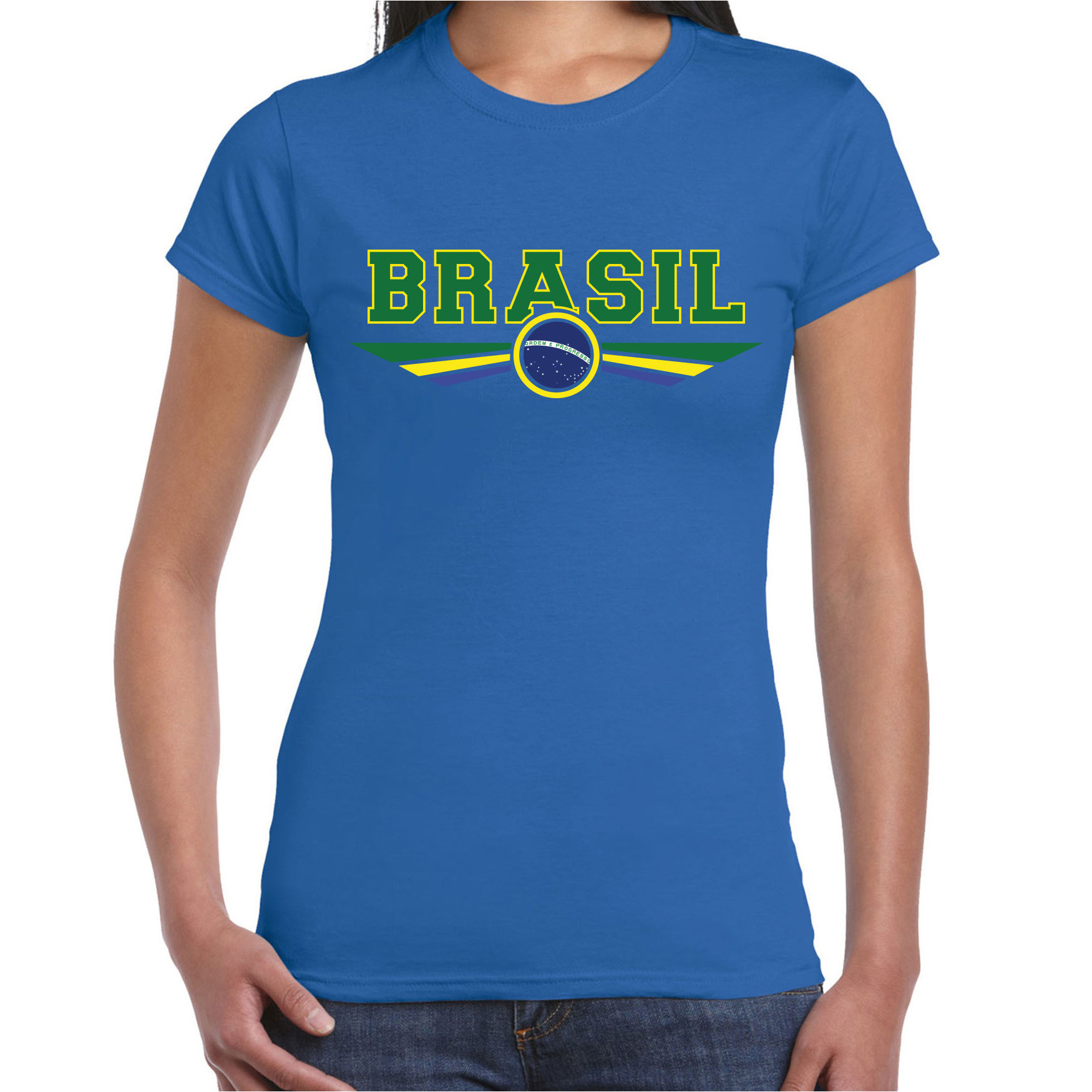 Brazilie / Brasil landen t-shirt blauw dames